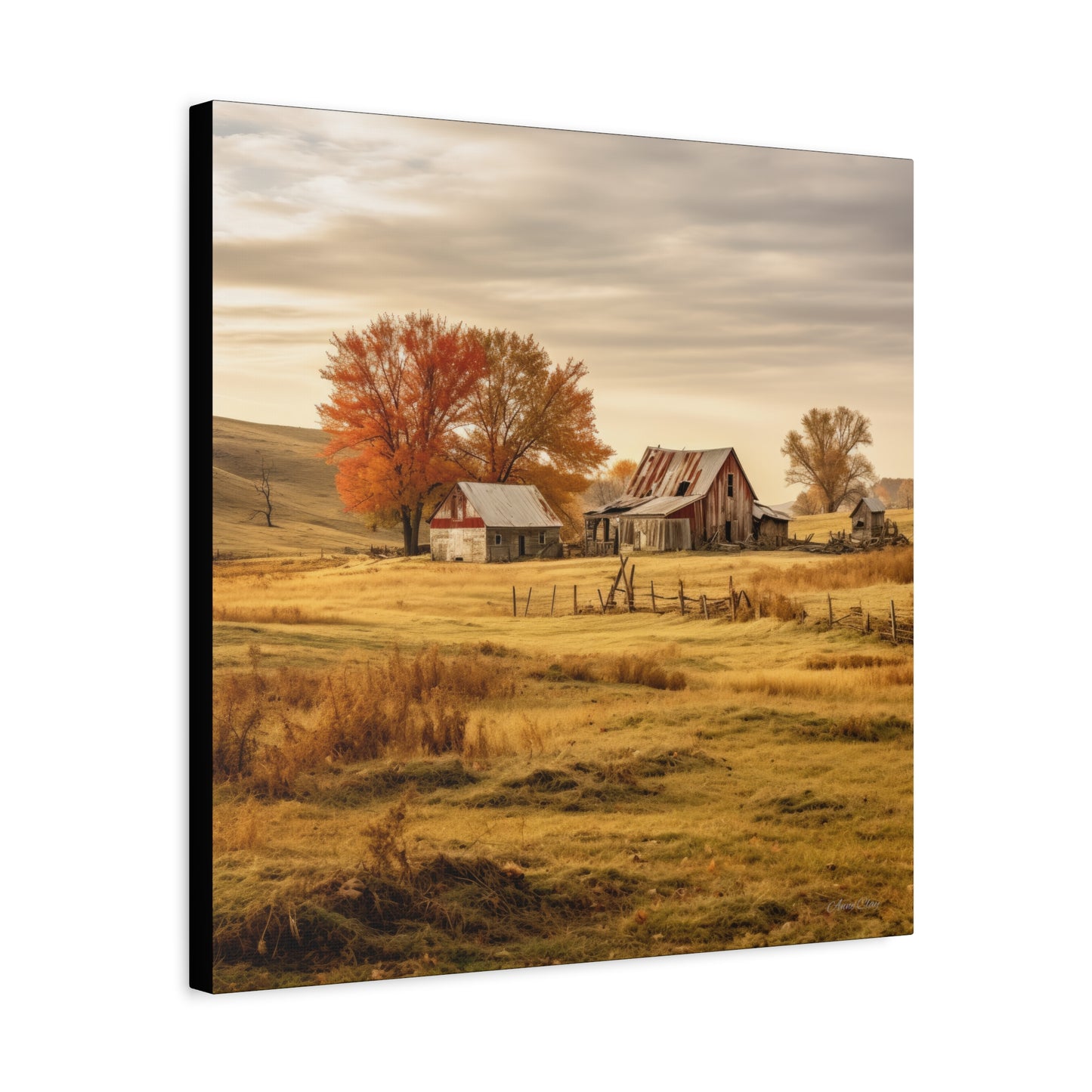 Rustic Farmhouse Canvas Wall Art, Autumn Landscape Decor, Cozy Home Decoration, Farmhouse Style Gift, Rustic Wall Art for All Occasions