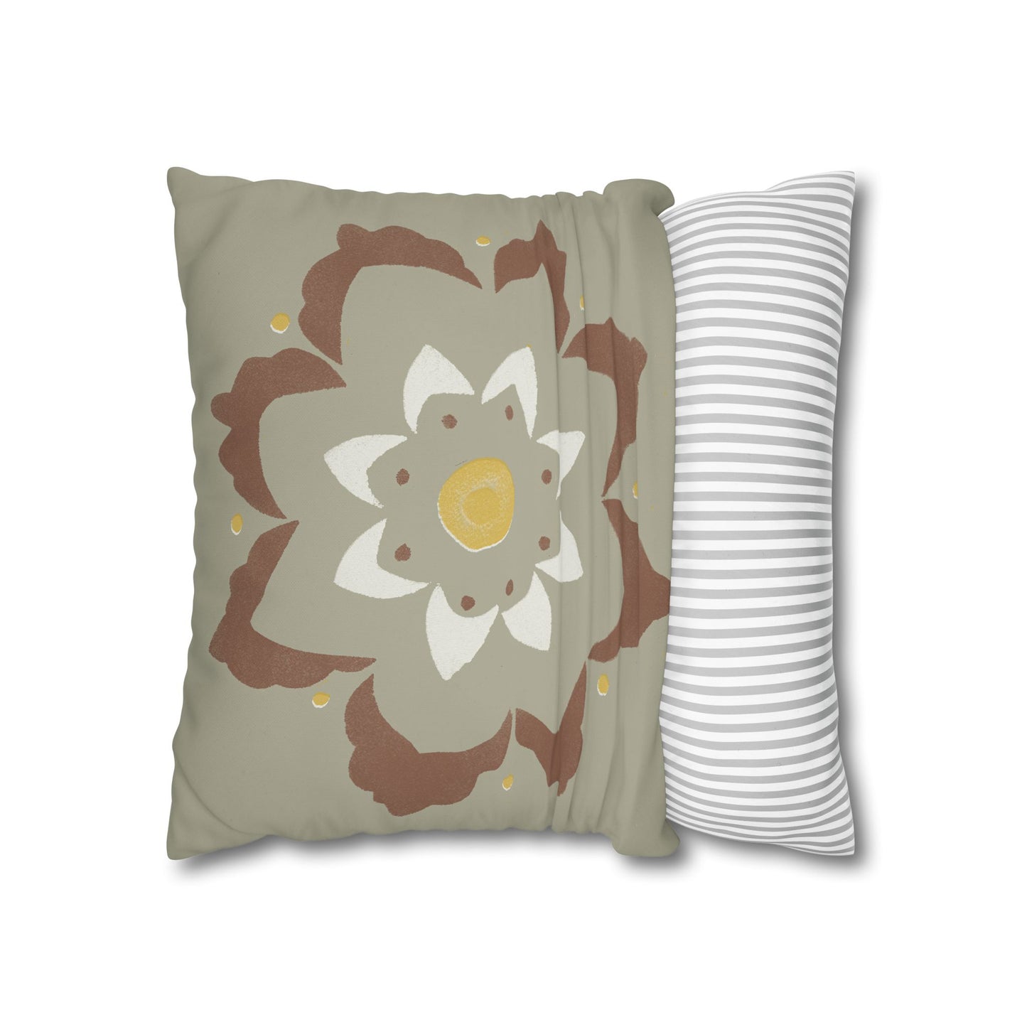 Fantasy Collection Stencil Flower Square Poly Canvas Pillowcase