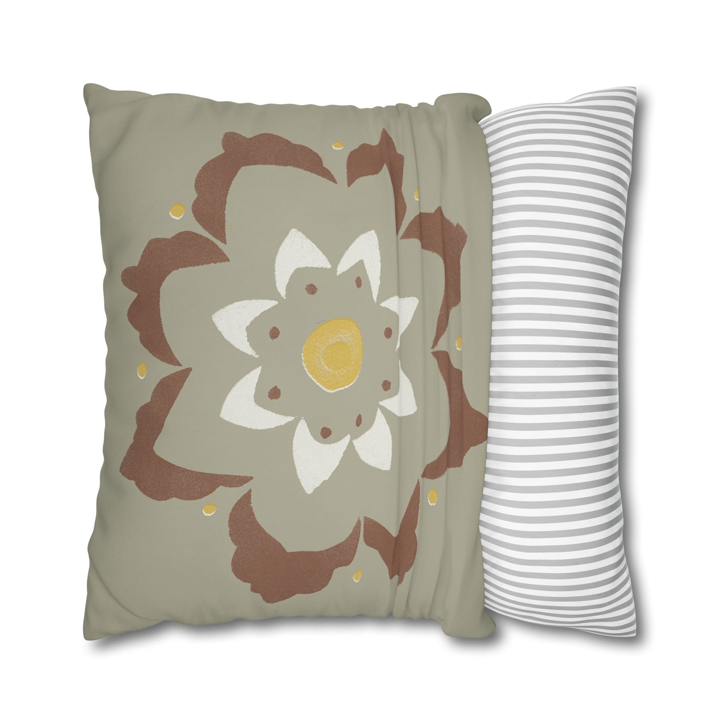 Fantasy Collection Stencil Flower Square Poly Canvas Pillowcase
