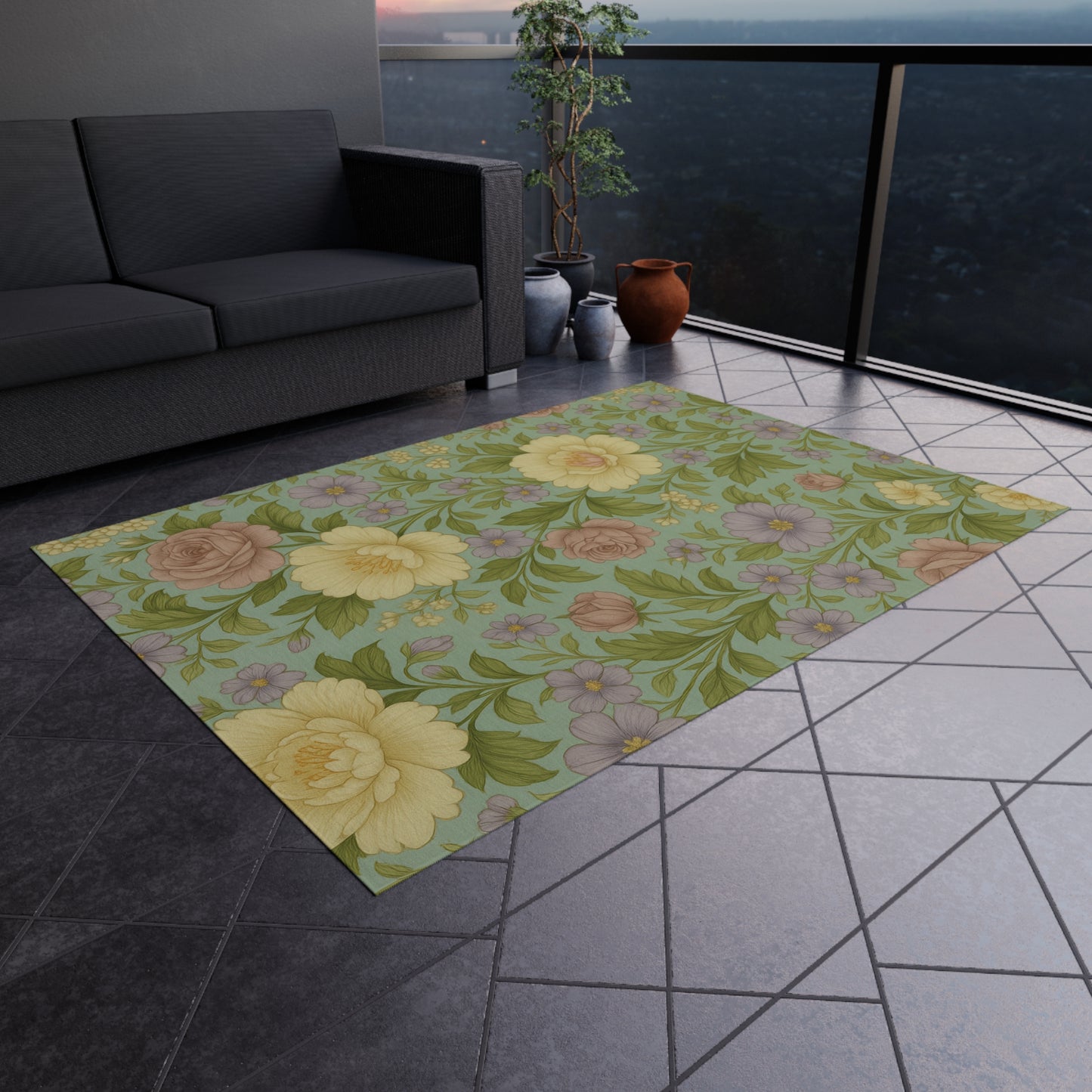 Floral Outdoor Rug - Decorative Area Mat for Patios, Entryways, or Gardens - Perfect Gift for Home Decor Lovers
