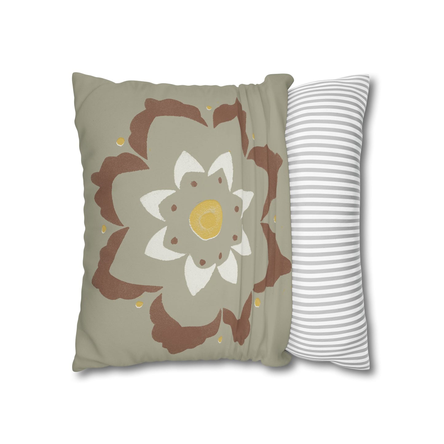 Fantasy Collection Stencil Flower Square Poly Canvas Pillowcase