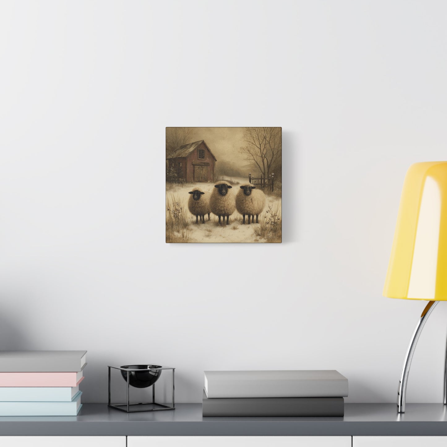 Rustic Sheep Canvas Art, Farmhouse Decor, Country Wall Art, Living Room Decor, Cozy Home Accent