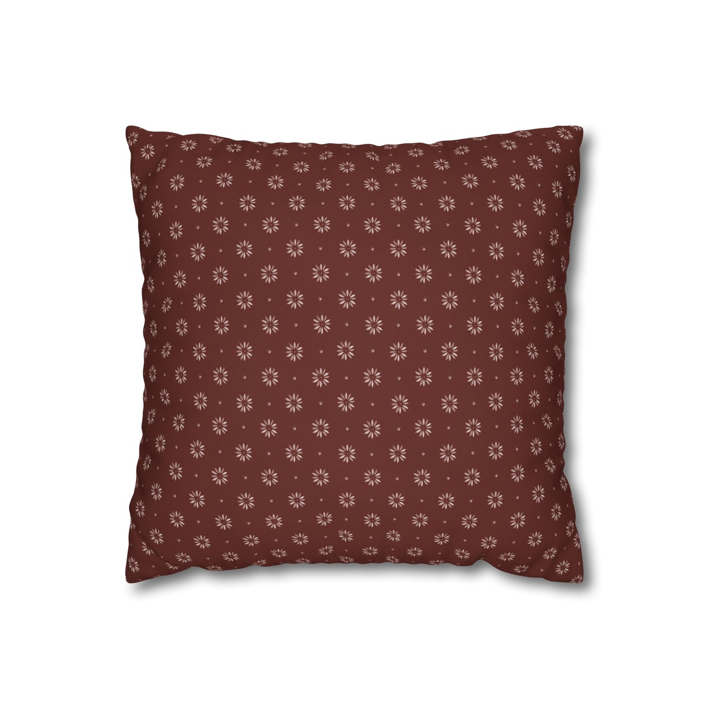 Petal Stencils on Red Square Poly Canvas Pillowcase