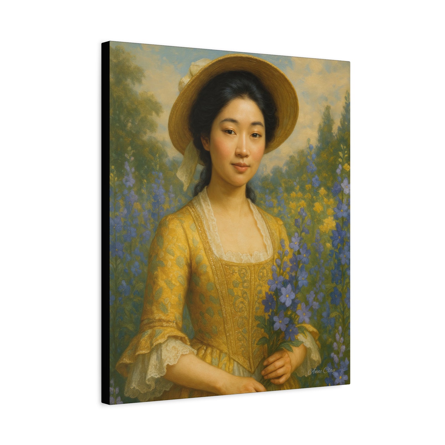 Floral Portrait Canvas, Vintage Art Print, Elegant Home Decor, Gift for Art Lovers, Wall Art for Living Room