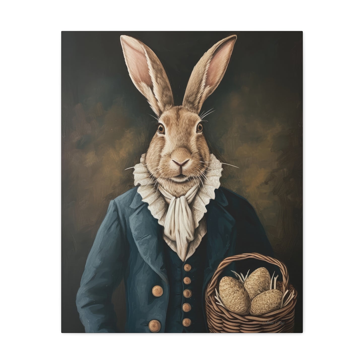 Whimsical Rabbit Canvas Art - Easter Decor - Anne Clay