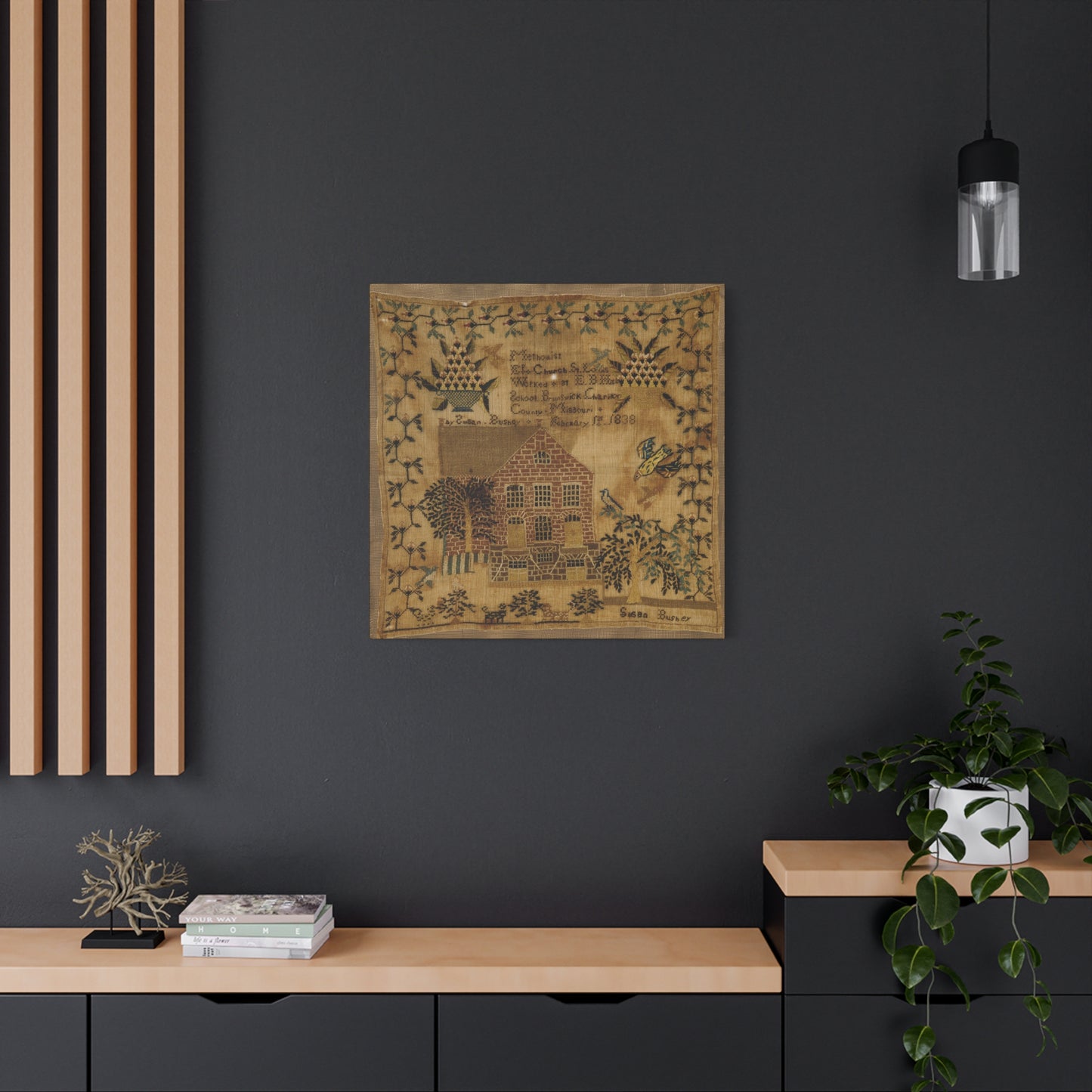 Vintage Canvas Wall Art – 1838 Pennsylvania Folk Art