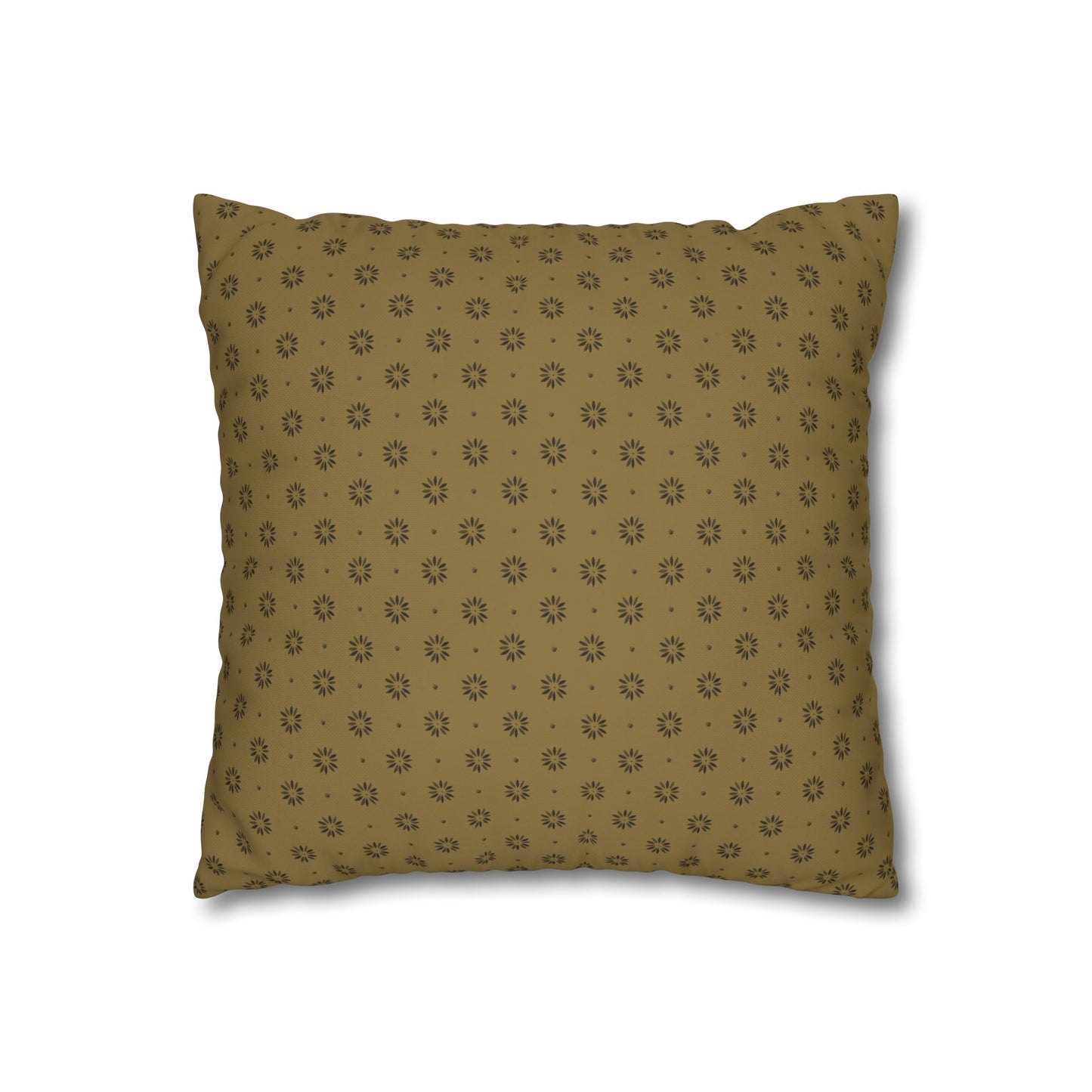 Black Petals on Gold Background Stencil Square Poly Canvas Pillowcase