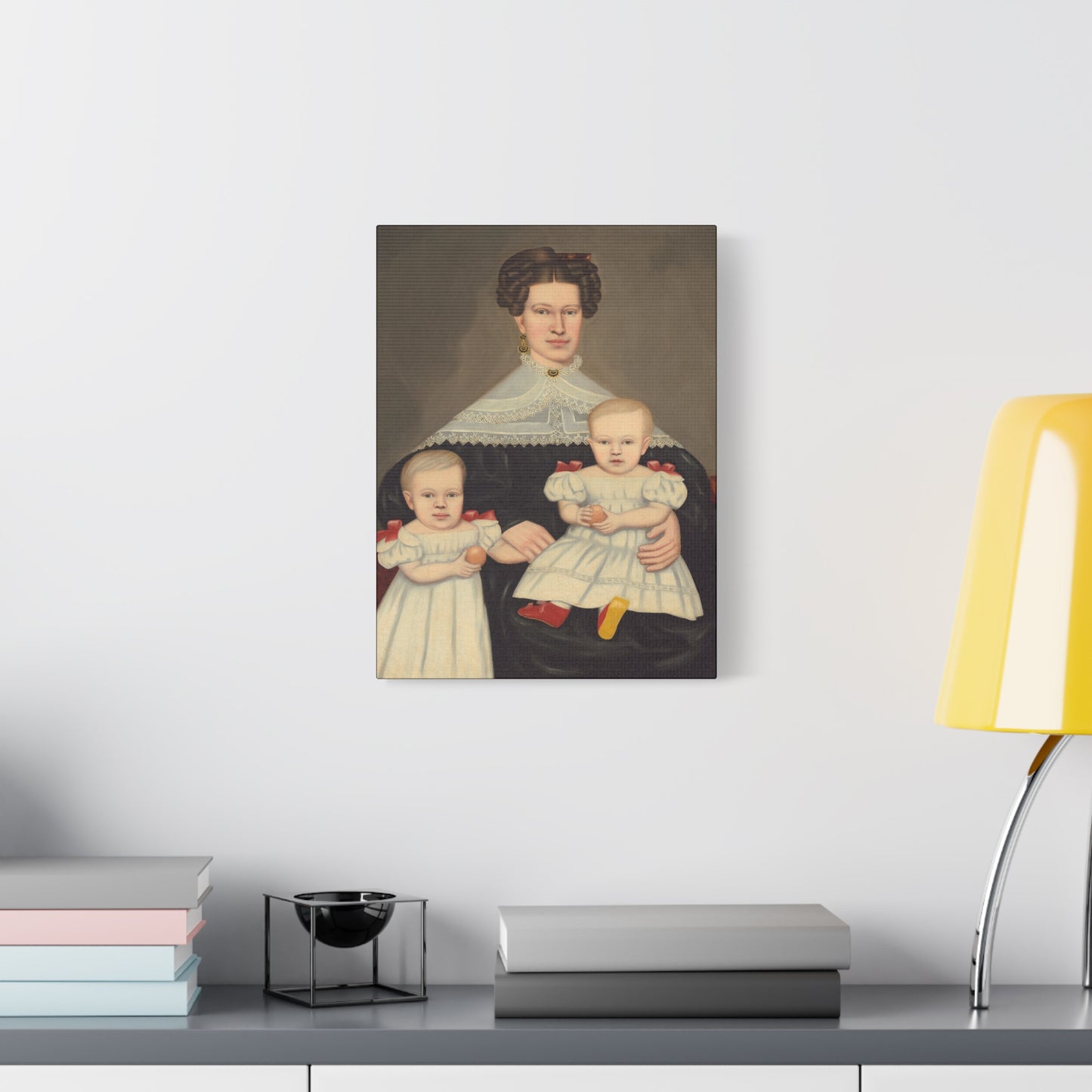 Mrs. Paul Smith Palmer Vintage Family Canvas Art - Classic Portrait of Mother and Twins
