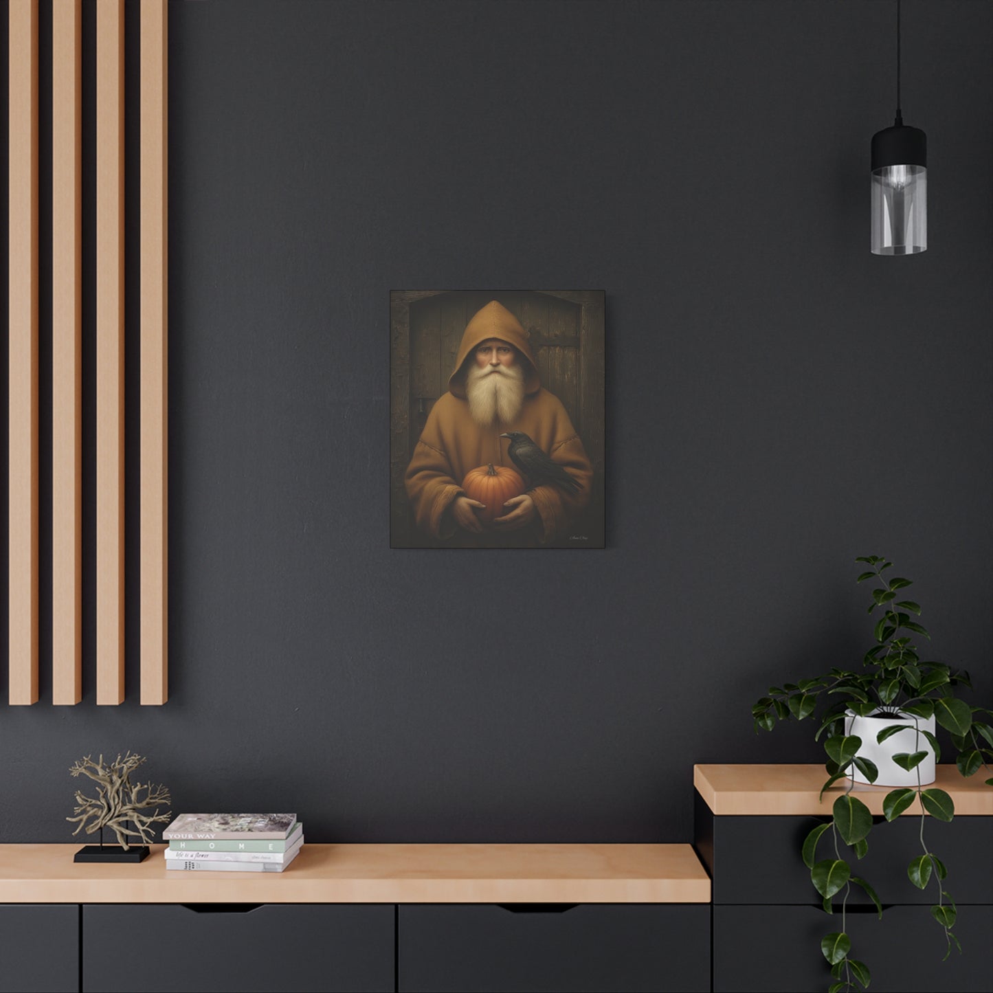 Mystical Fall Canvas Art, Pumpkin Decor, Autumn Wall Art, Halloween Home Decor, Spiritual Artwork, Living Room Decoration