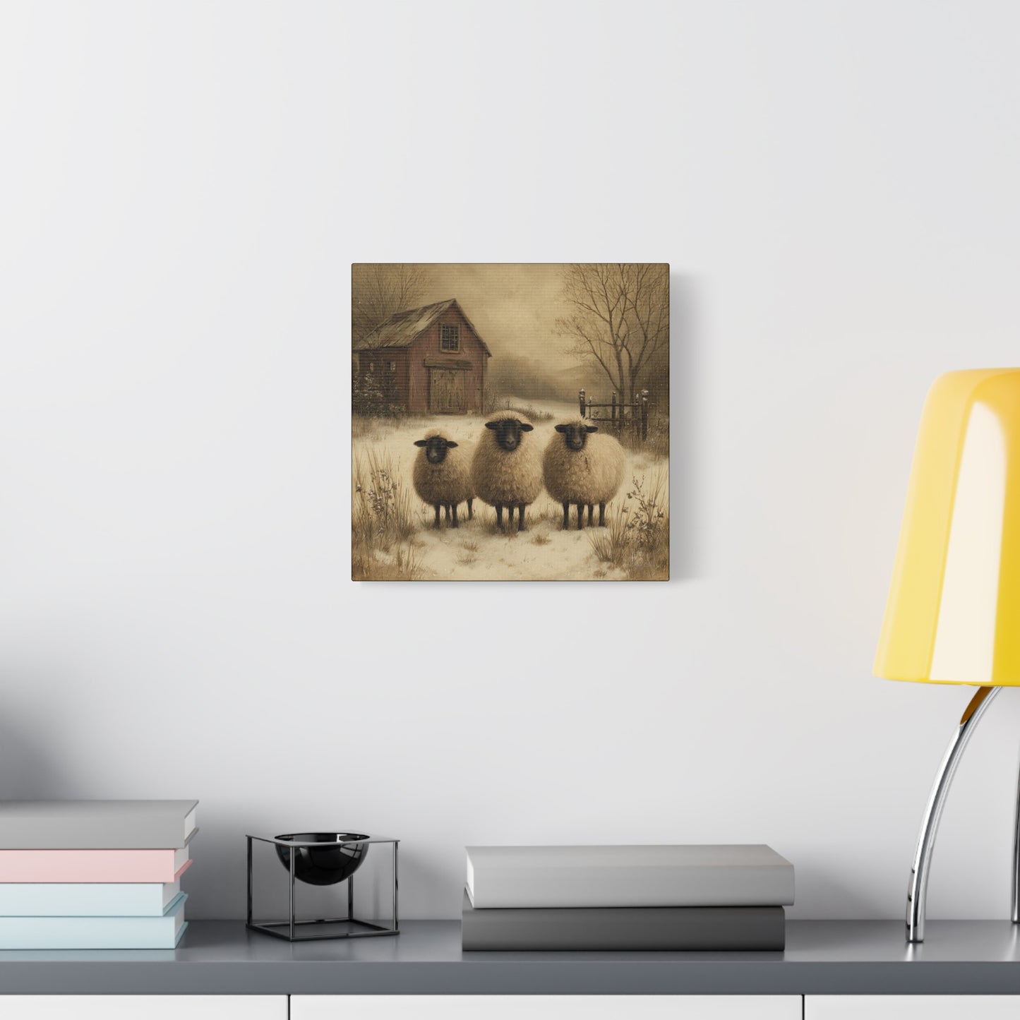 Rustic Sheep Canvas Art, Farmhouse Decor, Country Wall Art, Living Room Decor, Cozy Home Accent