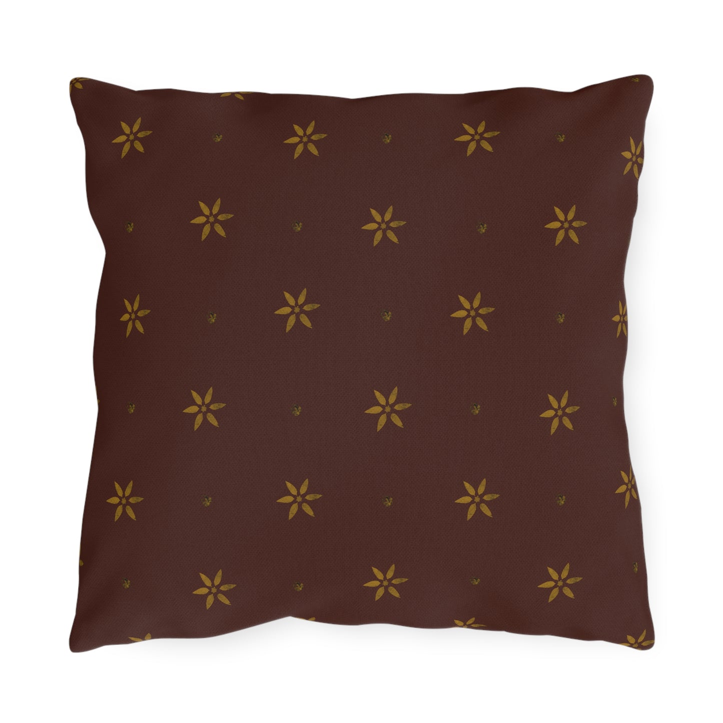 Mustard Petals on Red Early American Stencil Outdoor Pillows