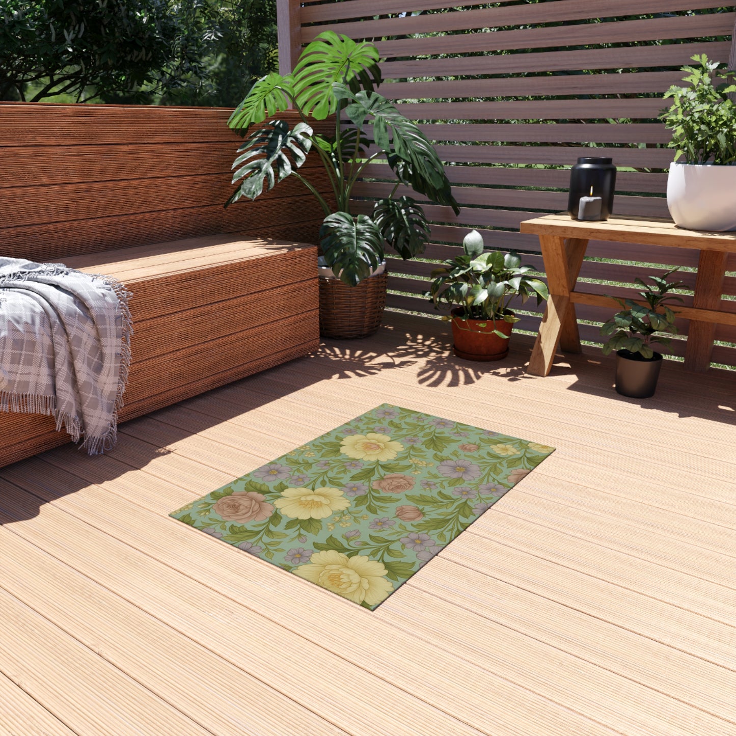 Floral Outdoor Rug - Decorative Area Mat for Patios, Entryways, or Gardens - Perfect Gift for Home Decor Lovers