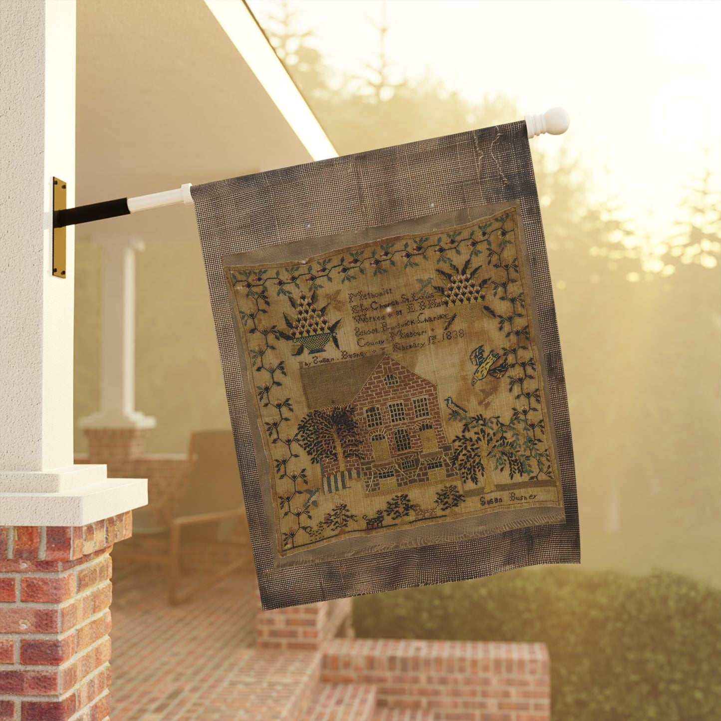 Gritty Prim Sampler Garden & House Banner
