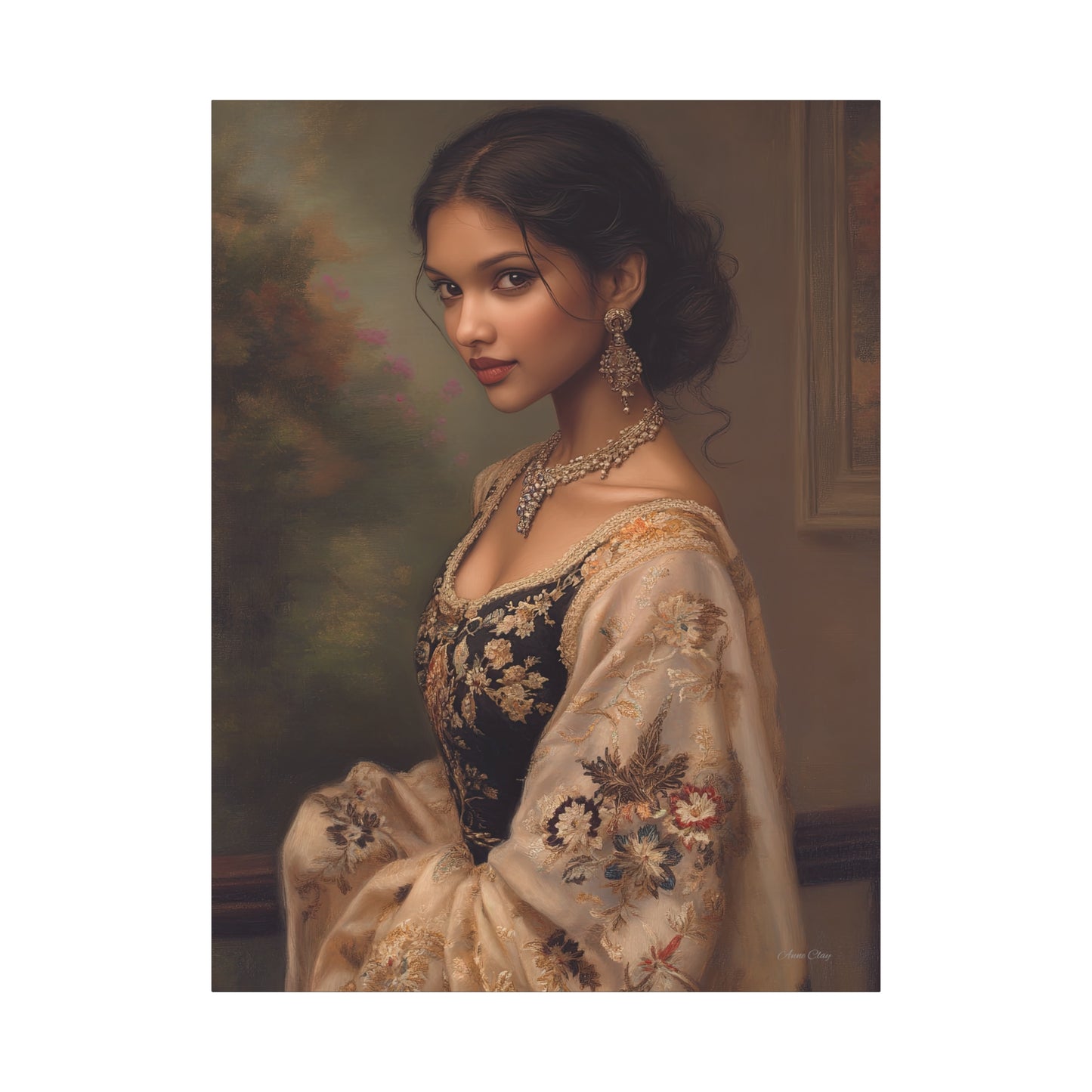 Elegant Stretched Canvas Wall Art - Timeless Portrait, Home Decor, Gift for Art Lovers, Stylish Living Room Decor, Christmas Gift