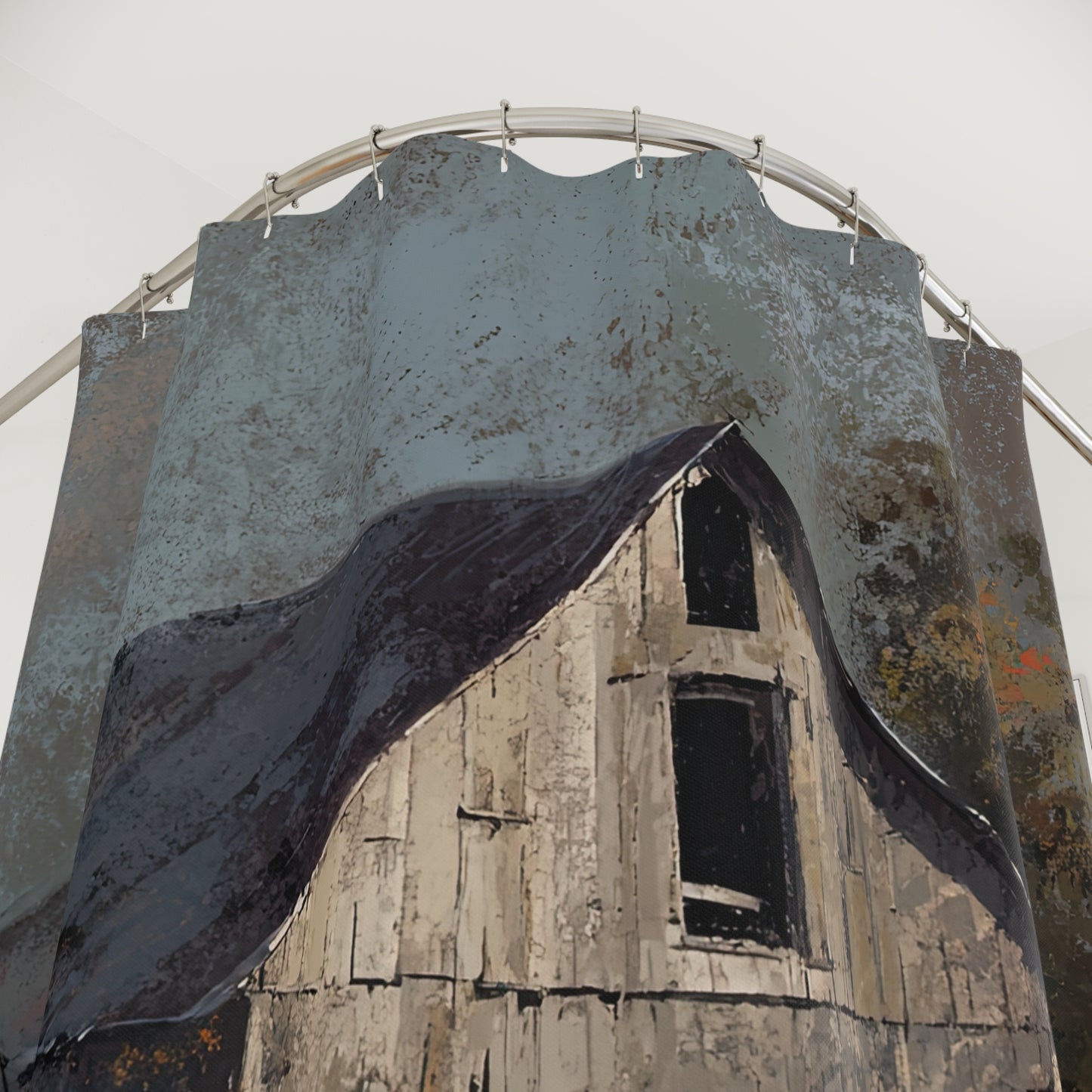 Rustic Barn Shower Curtain, Farmhouse Decor, Vintage Truck Design, Country Style