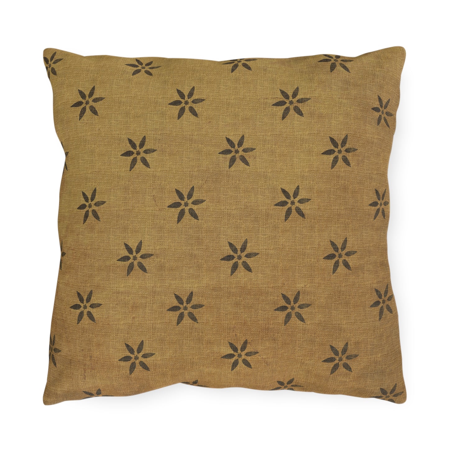 Grungy Burlap style Stencil Petals Outdoor Pillows