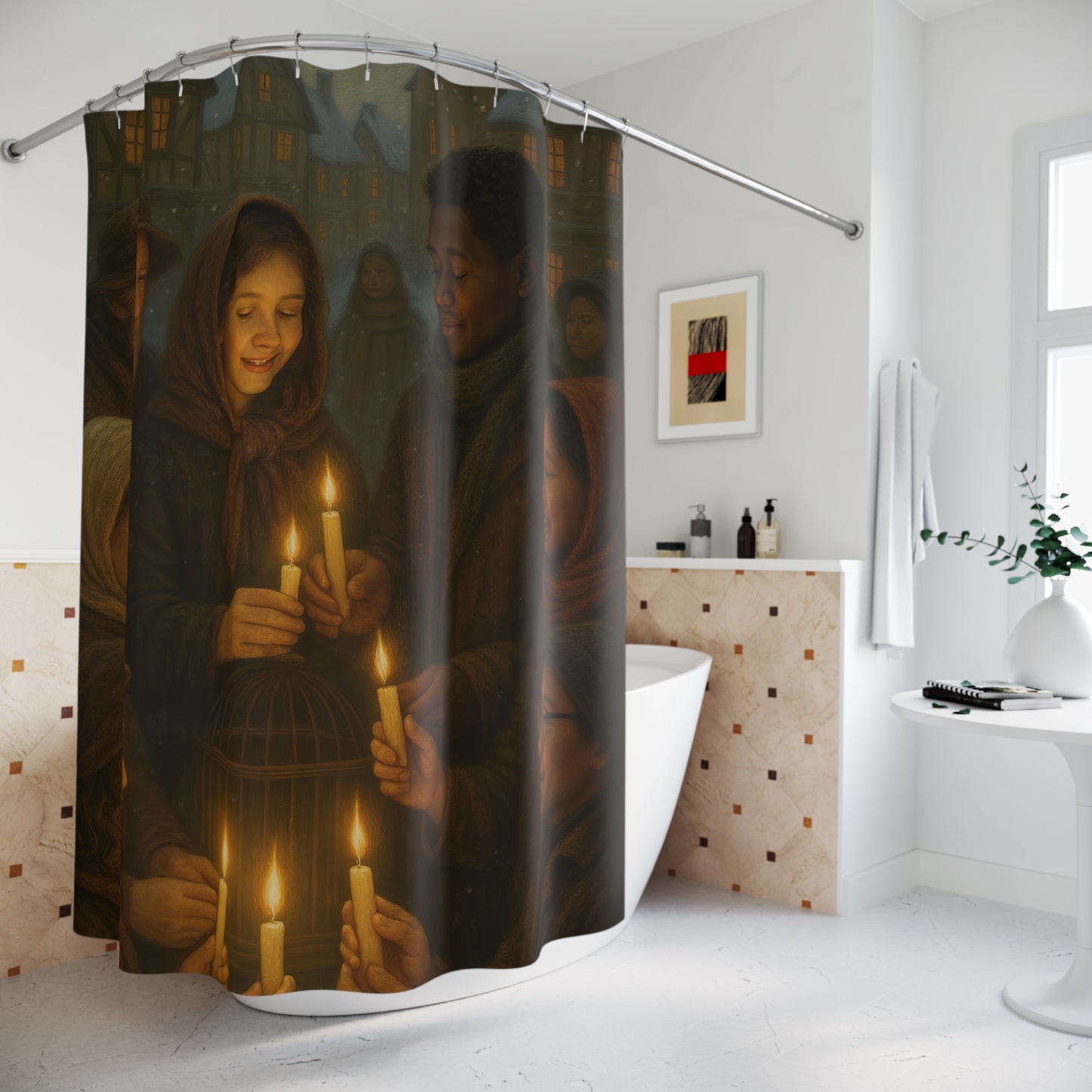 Candlelight Gathering Shower Curtain