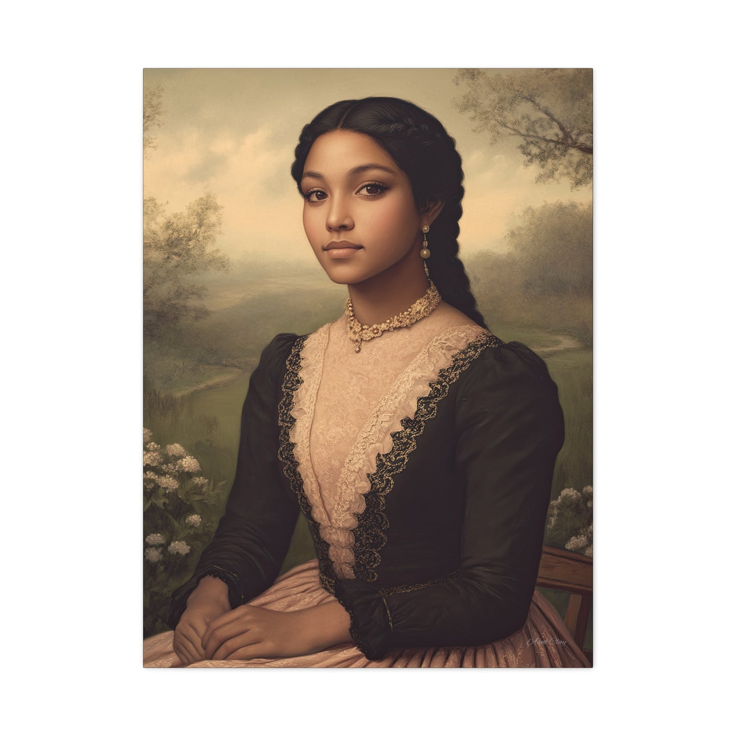 Elegant Stretched Canvas Print of Portrait Art, Vintage Home Decor, Wall Art for Living Room, Gift for Art Lovers, Timeless Design