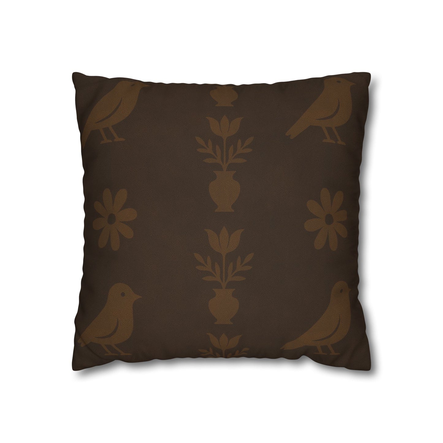 Cozy Bird-Patterned Poly Canvas Pillowcase, Decorative Throw Pillow Cover, Home Decor, Gift for Bird Lovers, Couch Cushion