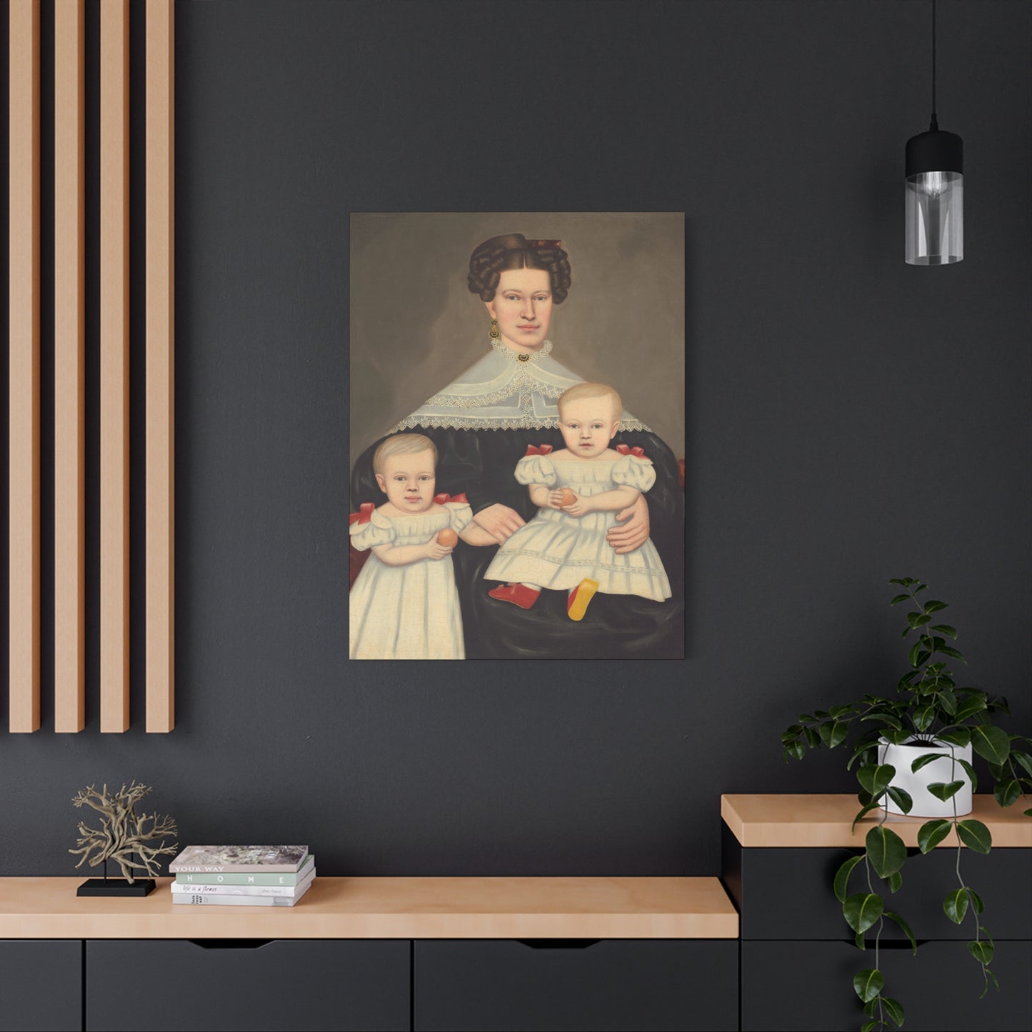 Mrs. Paul Smith Palmer Vintage Family Canvas Art - Classic Portrait of Mother and Twins