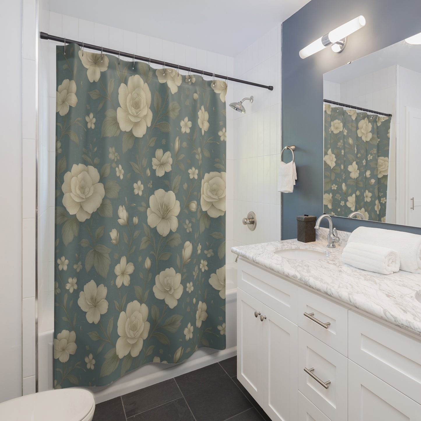 Vintage Floral Shower Curtain, Elegant Bathroom Decor, Cottagecore Home Accents, Rustic Wedding Gift, Spring Bathroom Makeover