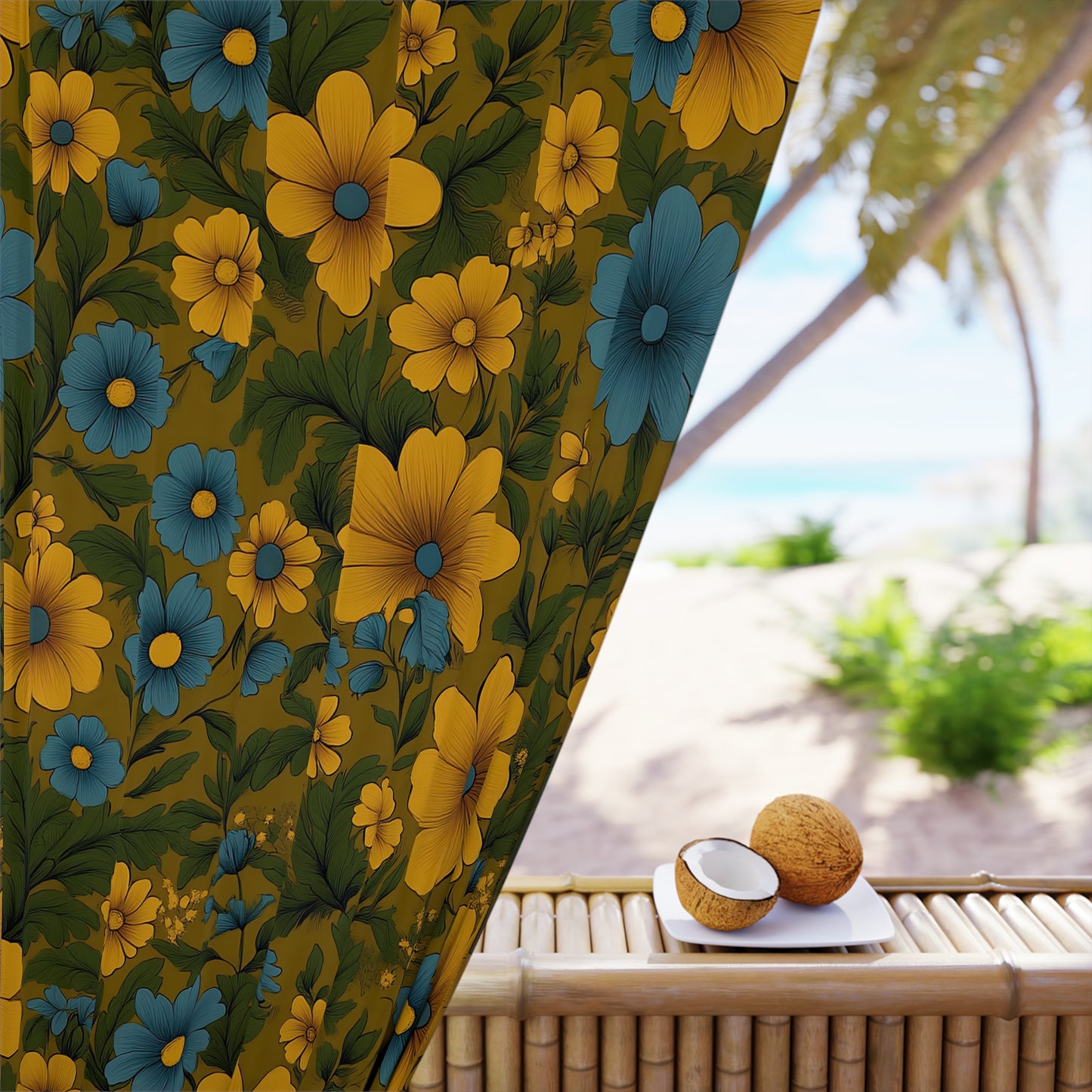 Floral Window Curtains - Boho Living Room Decor, Cozy Home Accessory, Flower Print Drapes, Brighten Up Your Space, Ideal for Spring