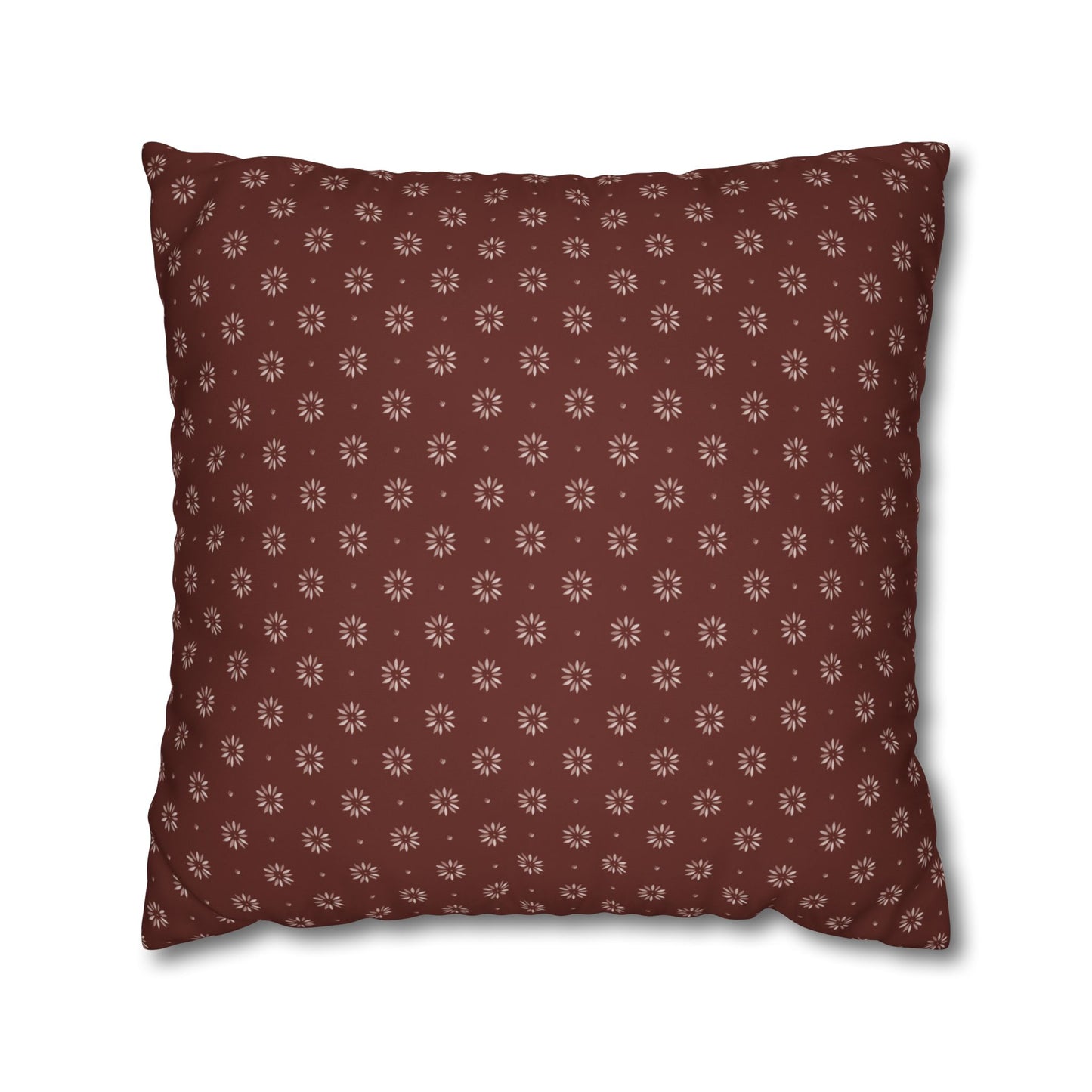 Petal Stencils on Red Square Poly Canvas Pillowcase