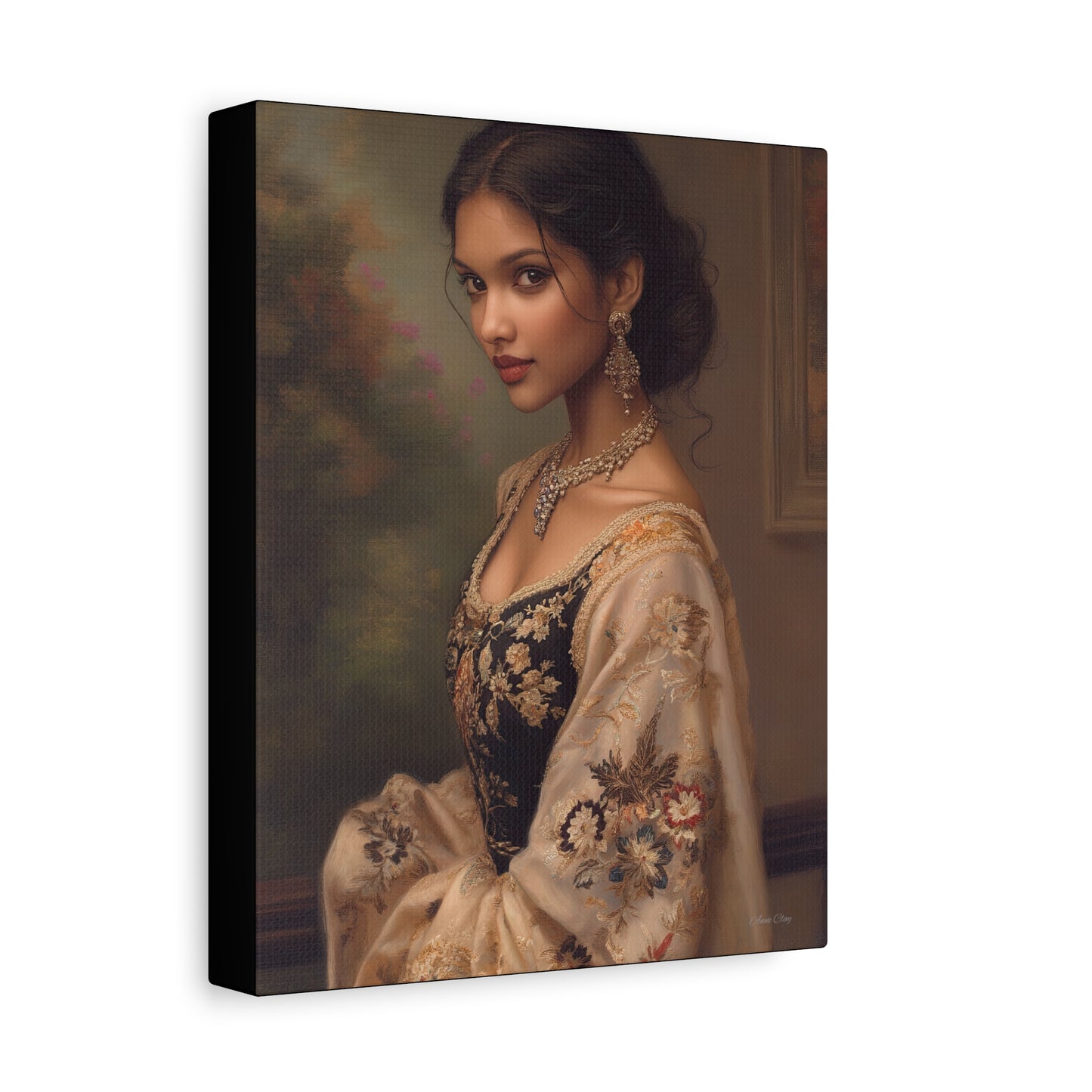 Elegant Stretched Canvas Wall Art - Timeless Portrait, Home Decor, Gift for Art Lovers, Stylish Living Room Decor, Christmas Gift