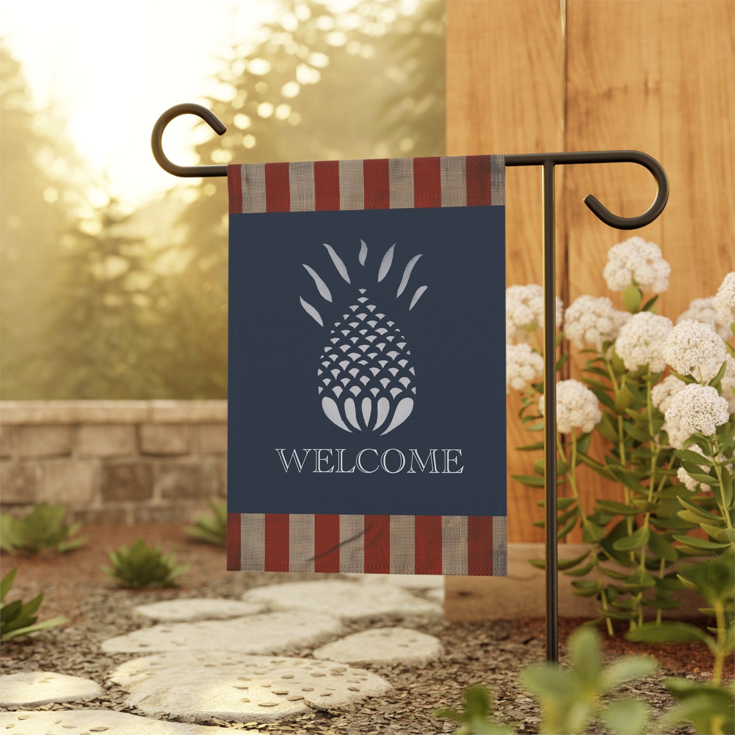 Red, White and Blue Welcome Pineapple Garden Flag Garden & House Banner