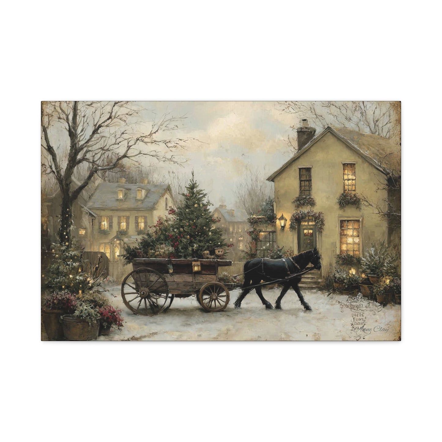 Rustic Winter Canvas Art, Holiday Home Decor, Christmas Wall Art, Cozy Living Room Decoration, Seasonal Wall Hanging