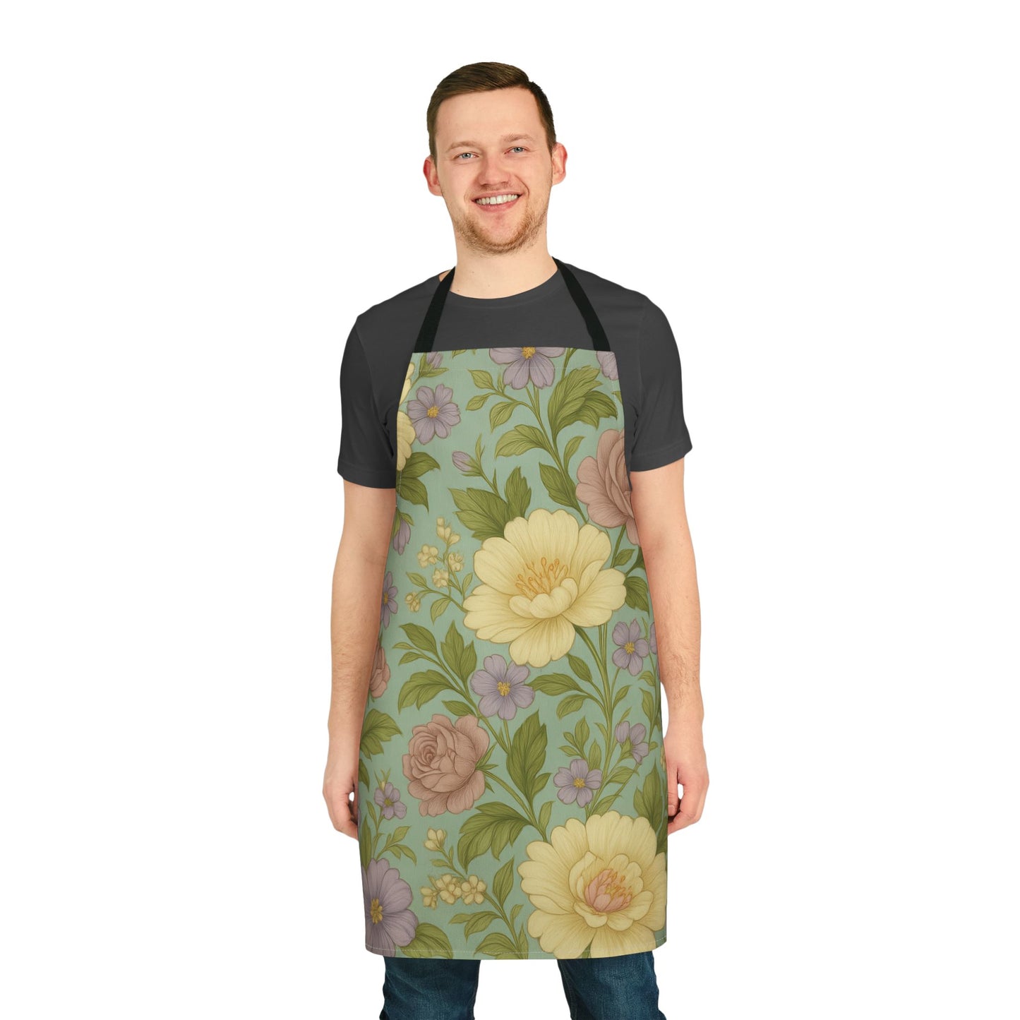 Floral Cooking Apron, Colorful Kitchen Gift, Elegant Chef Apron, Cute Floral Design, Perfect for Baking and Cooking, Mother's Day Gift