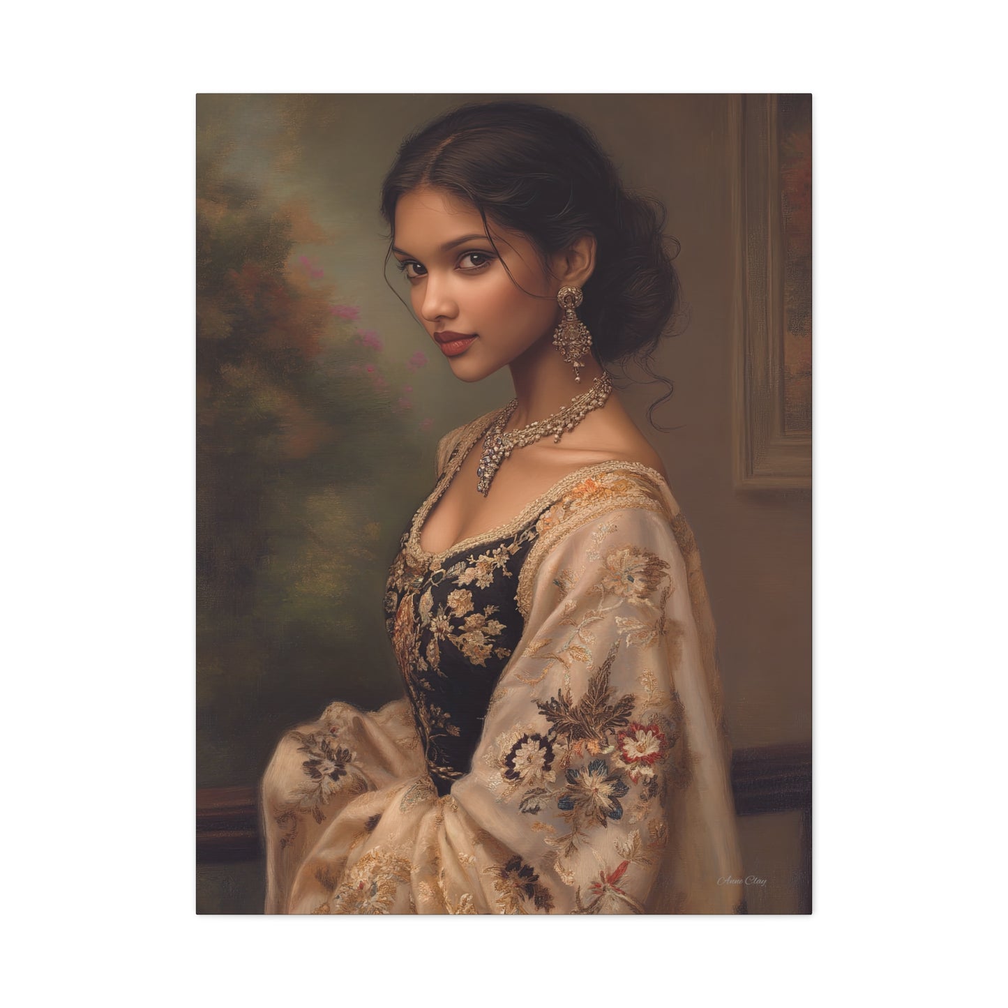 Elegant Stretched Canvas Wall Art - Timeless Portrait, Home Decor, Gift for Art Lovers, Stylish Living Room Decor, Christmas Gift