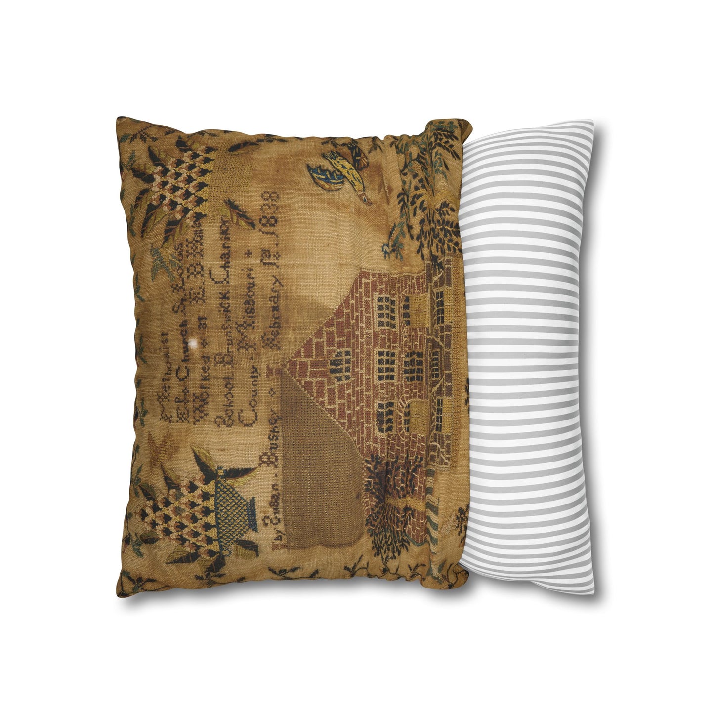 Vintage-Inspired Faux Suede Pillowcase with Farmhouse Design