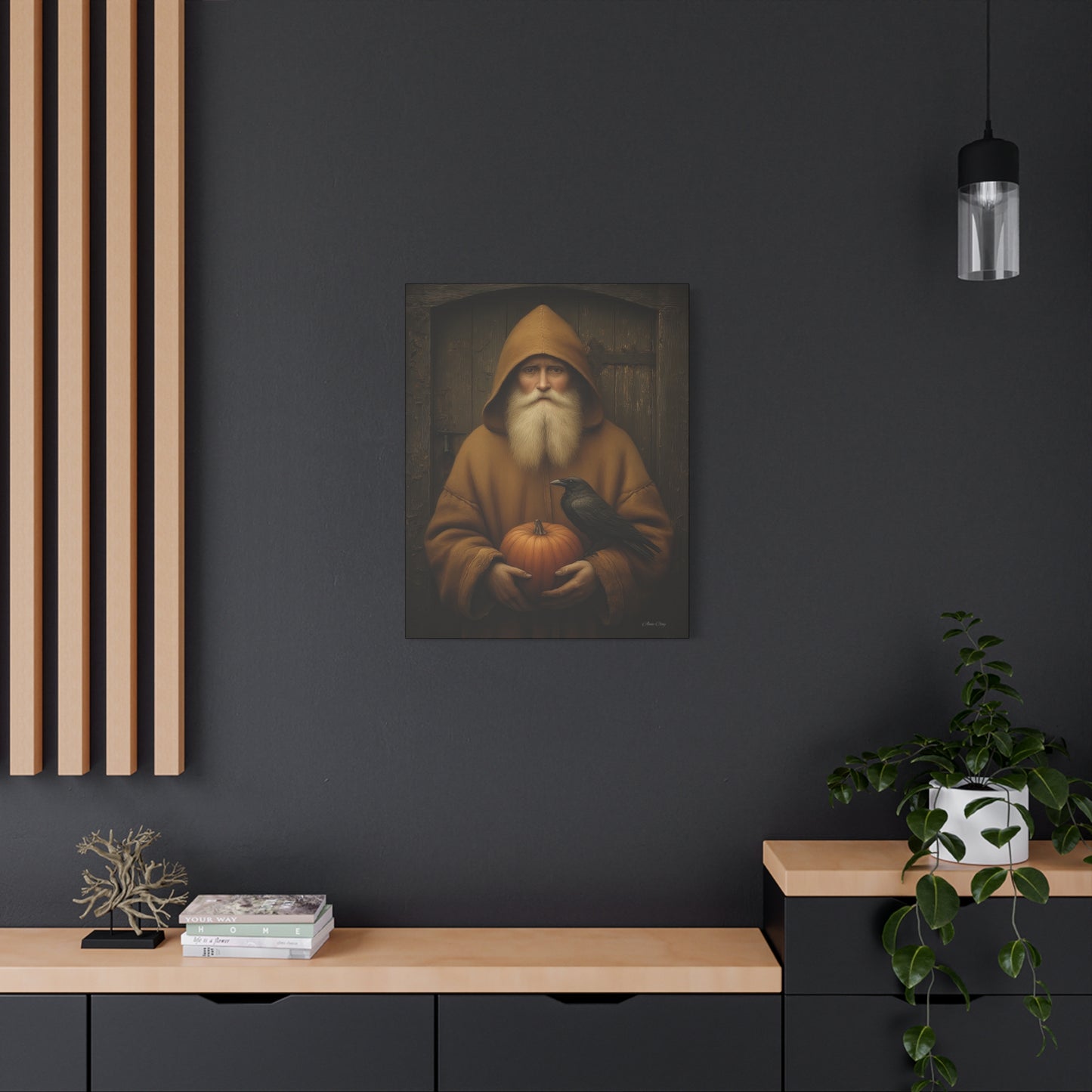 Mystical Fall Canvas Art, Pumpkin Decor, Autumn Wall Art, Halloween Home Decor, Spiritual Artwork, Living Room Decoration