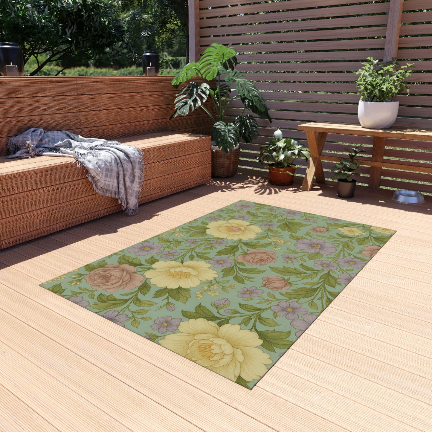 Floral Outdoor Rug - Decorative Area Mat for Patios, Entryways, or Gardens - Perfect Gift for Home Decor Lovers