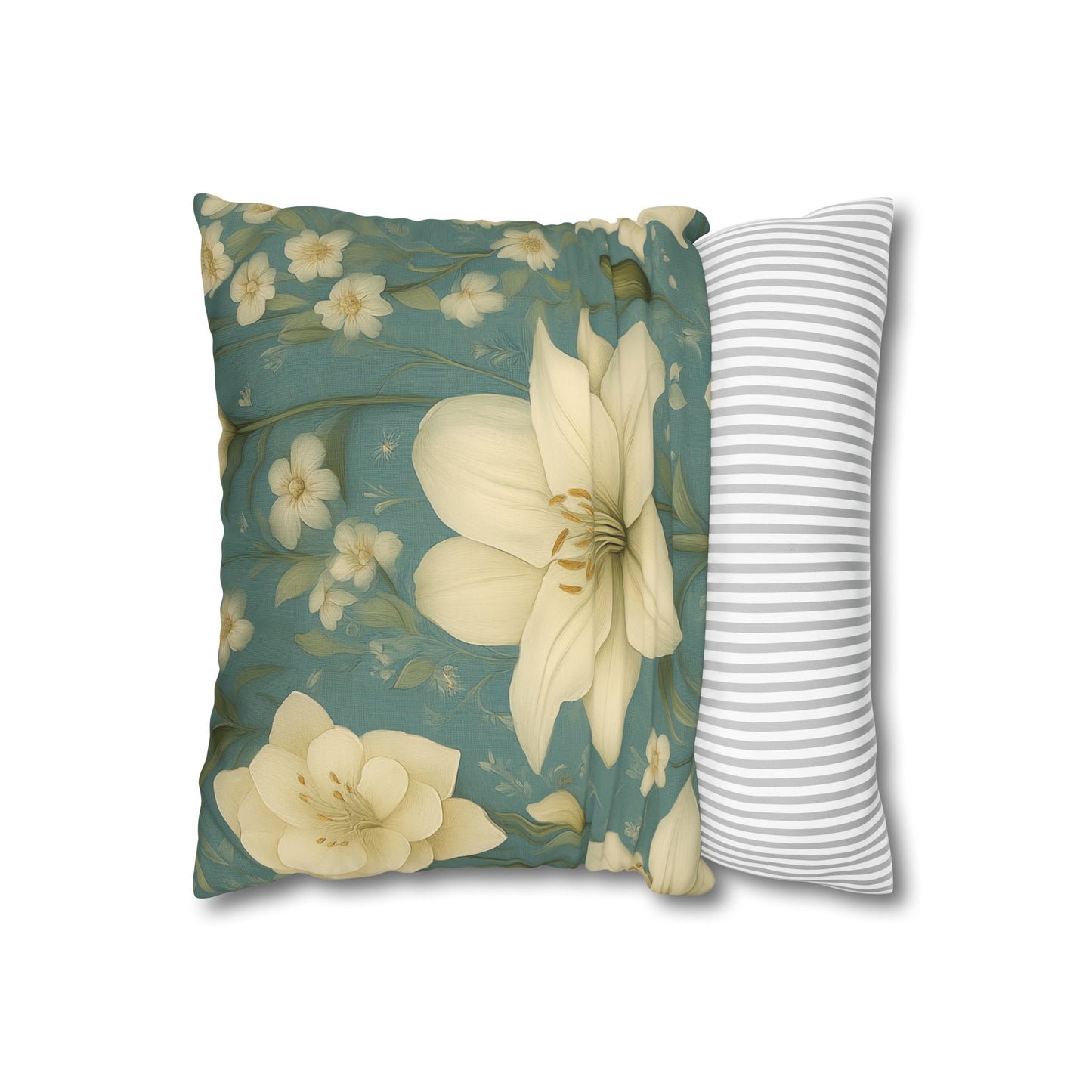 Floral Square Pillowcase, Cozy Home Decor, Gift for Flower Lovers, Soft Decorative Pillow, Spring Living Room Accessories