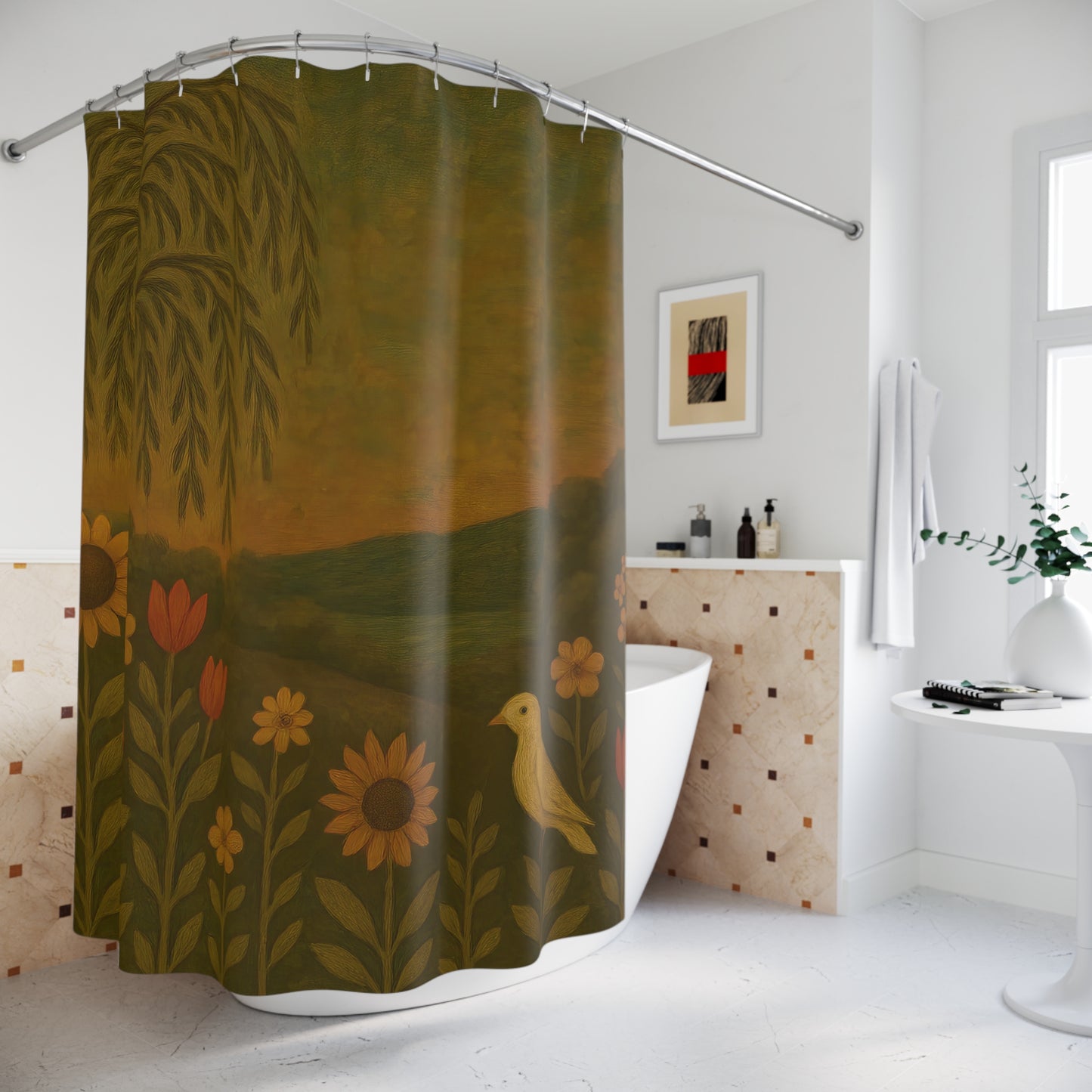 Nature-Inspired Shower Curtains, Floral Decor, Bathroom Makeover, Gift for Home, Eco-Friendly Shower Curtain, Boho Bathroom Decor