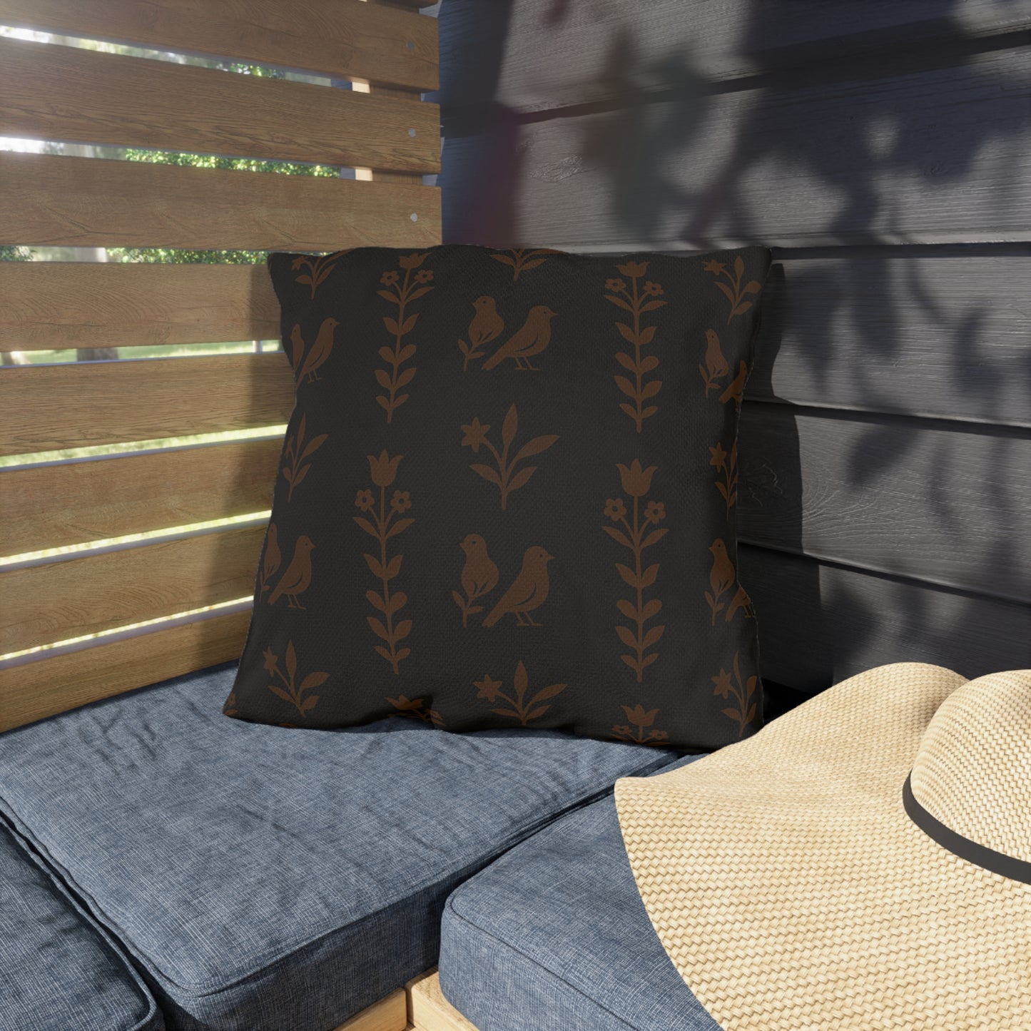 Chic Outdoor Pillows with Bird and Floral Design, Patio Decor,Garden Cushions, Boho Style, Cozy Home Accessories