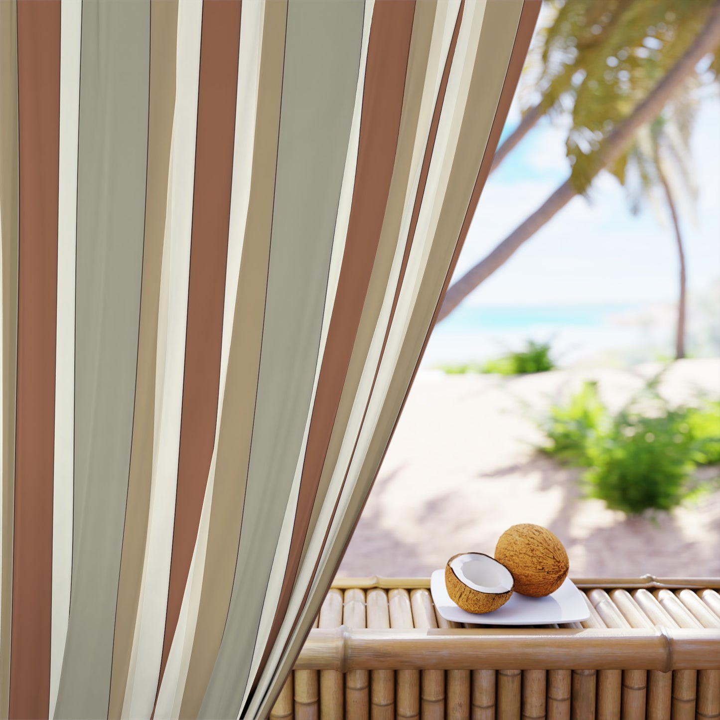 Fantasy Collection Taupe Stripes Window Curtains (1 Piece)