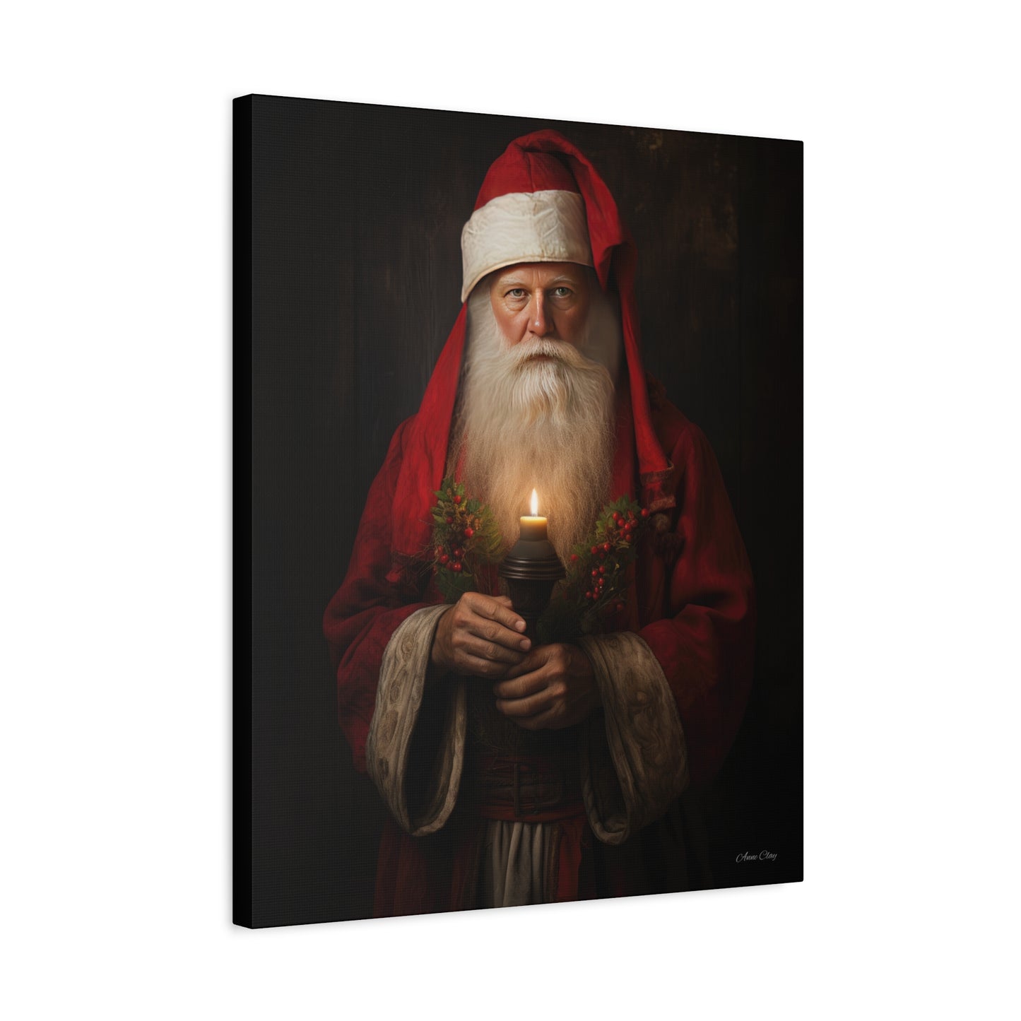 Candlelight Santa Matte Canvas, Stretched, 1.25"