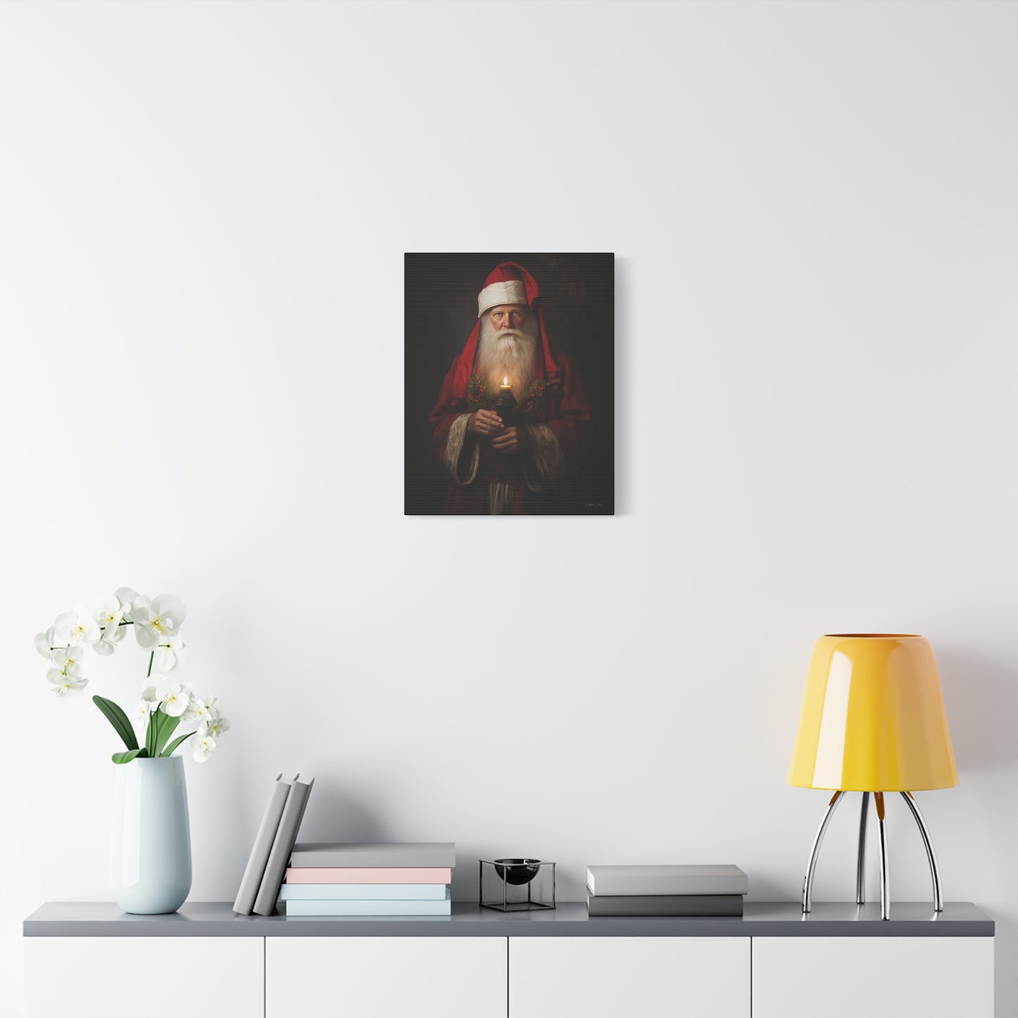 Candlelight Santa Matte Canvas, Stretched, 1.25"