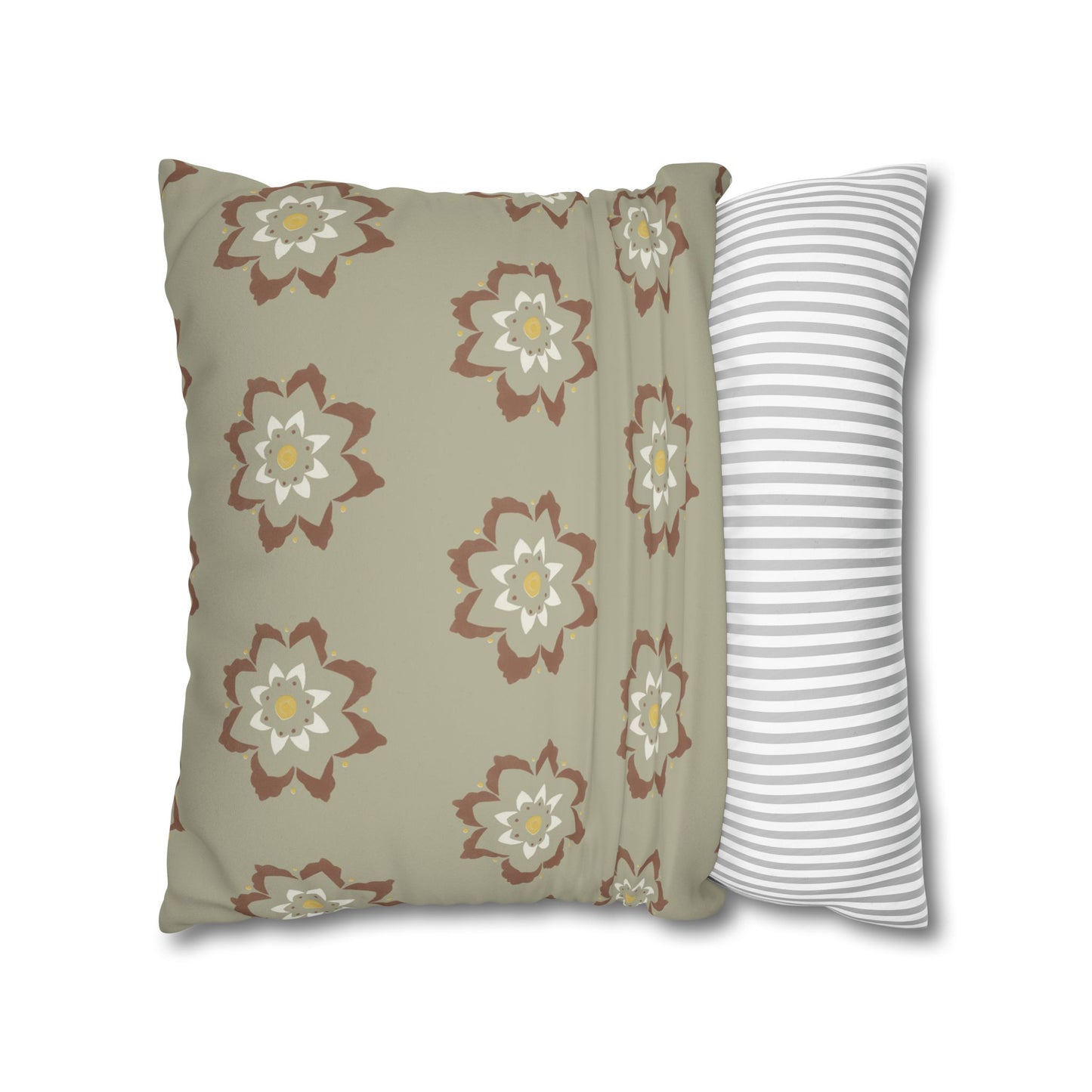 Fantasy Collection Medium Pattern Taupe Faux Suede Square Pillowcase