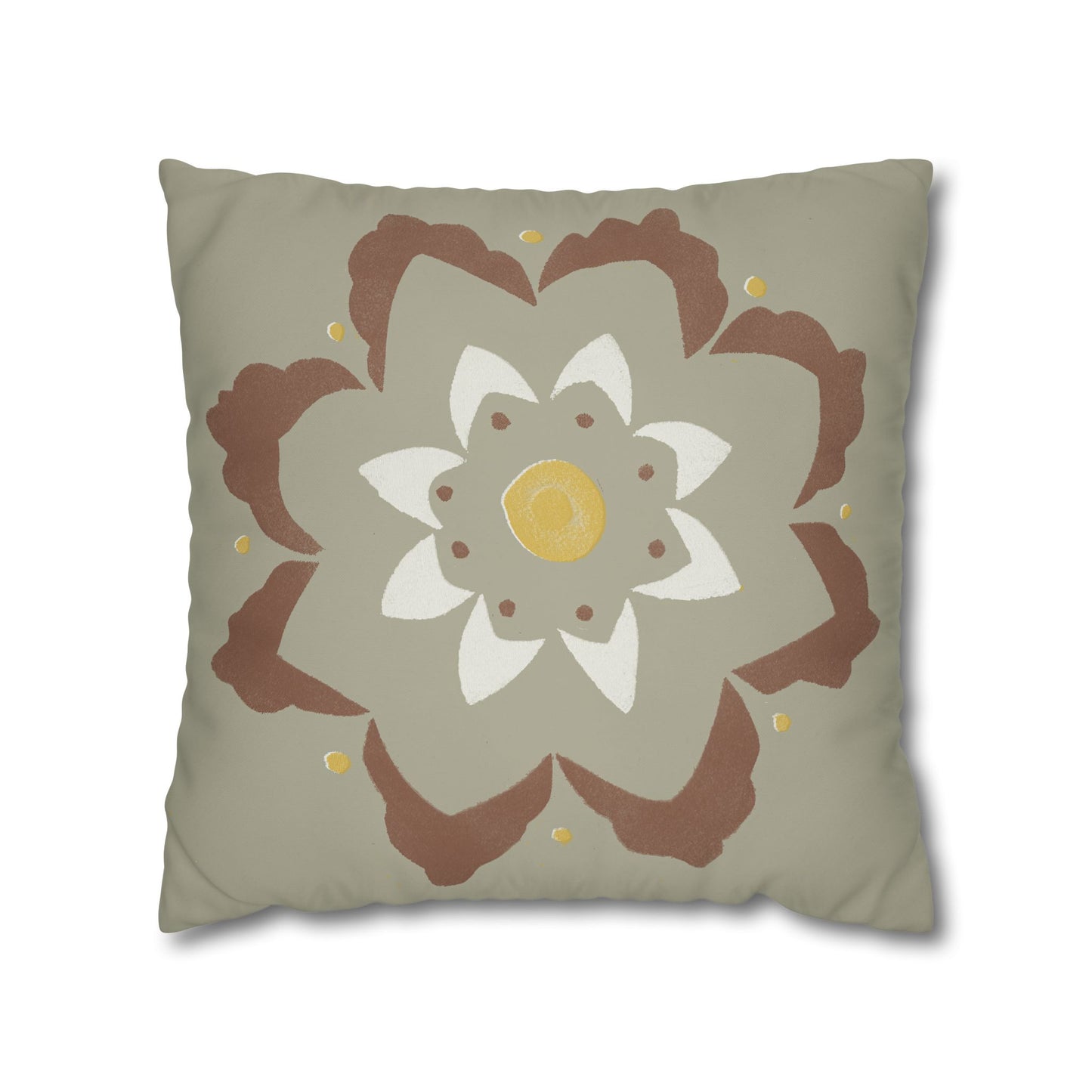 Fantasy Collection Stencil Flower Square Poly Canvas Pillowcase