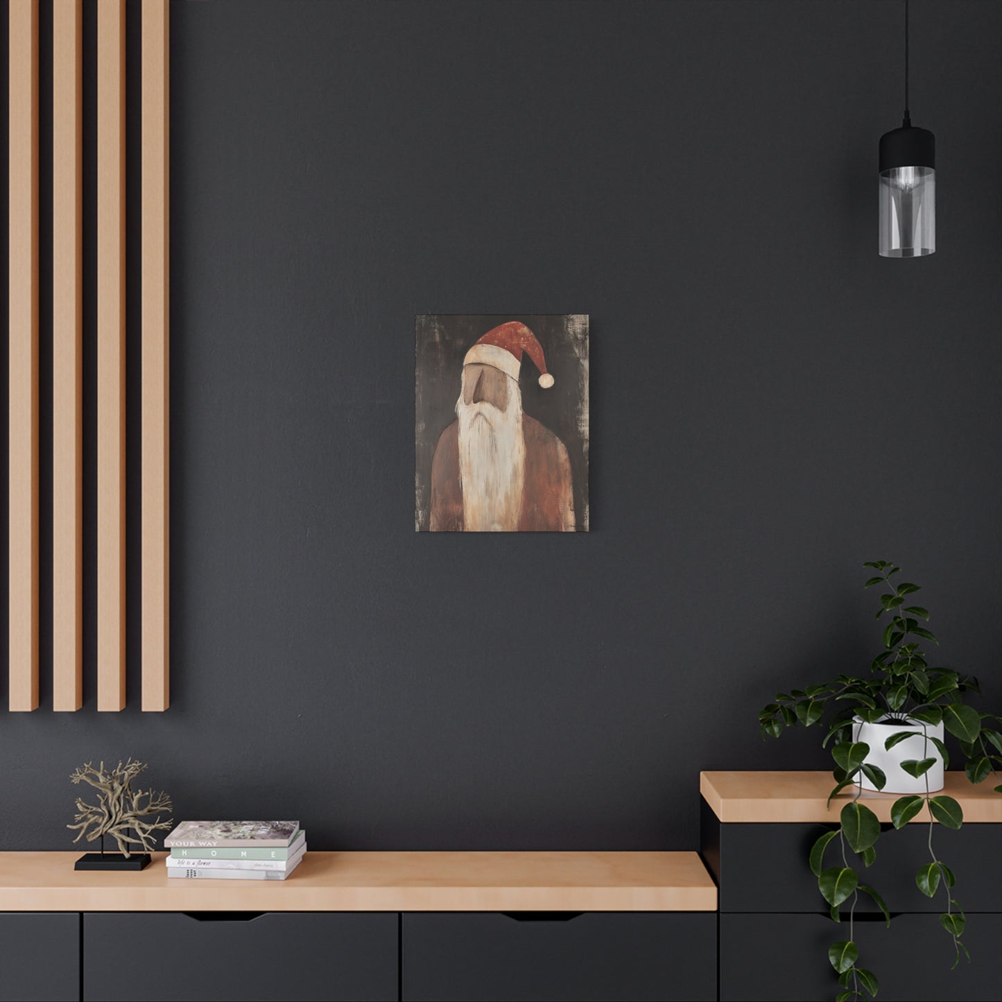 Primitive Impressionist Santa Matte Canvas, Stretched, 1.25"