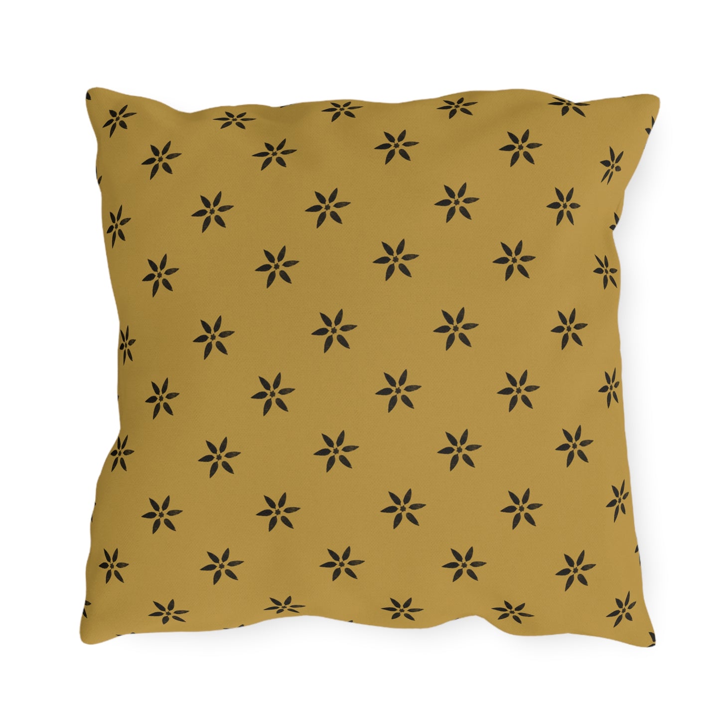 Black Stencil on Gold Outdoor Pillows