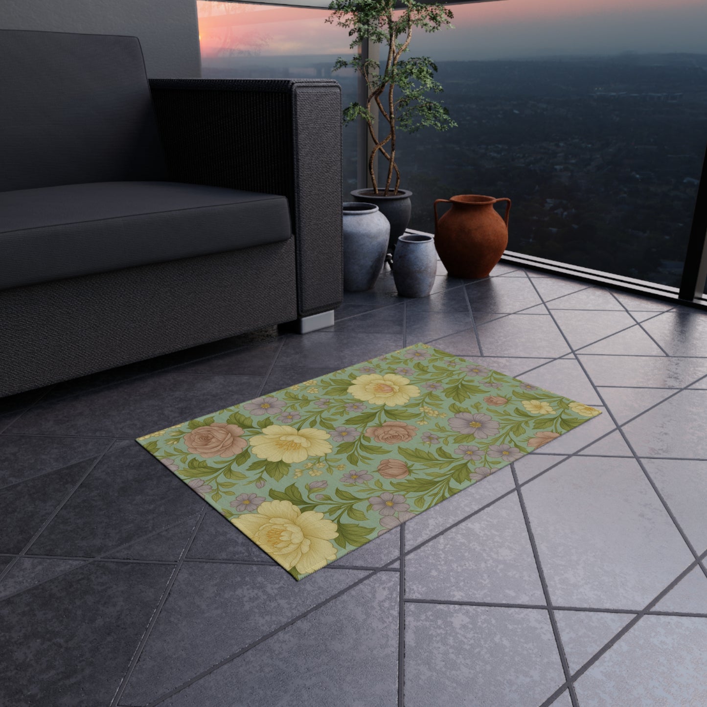 Floral Outdoor Rug - Decorative Area Mat for Patios, Entryways, or Gardens - Perfect Gift for Home Decor Lovers