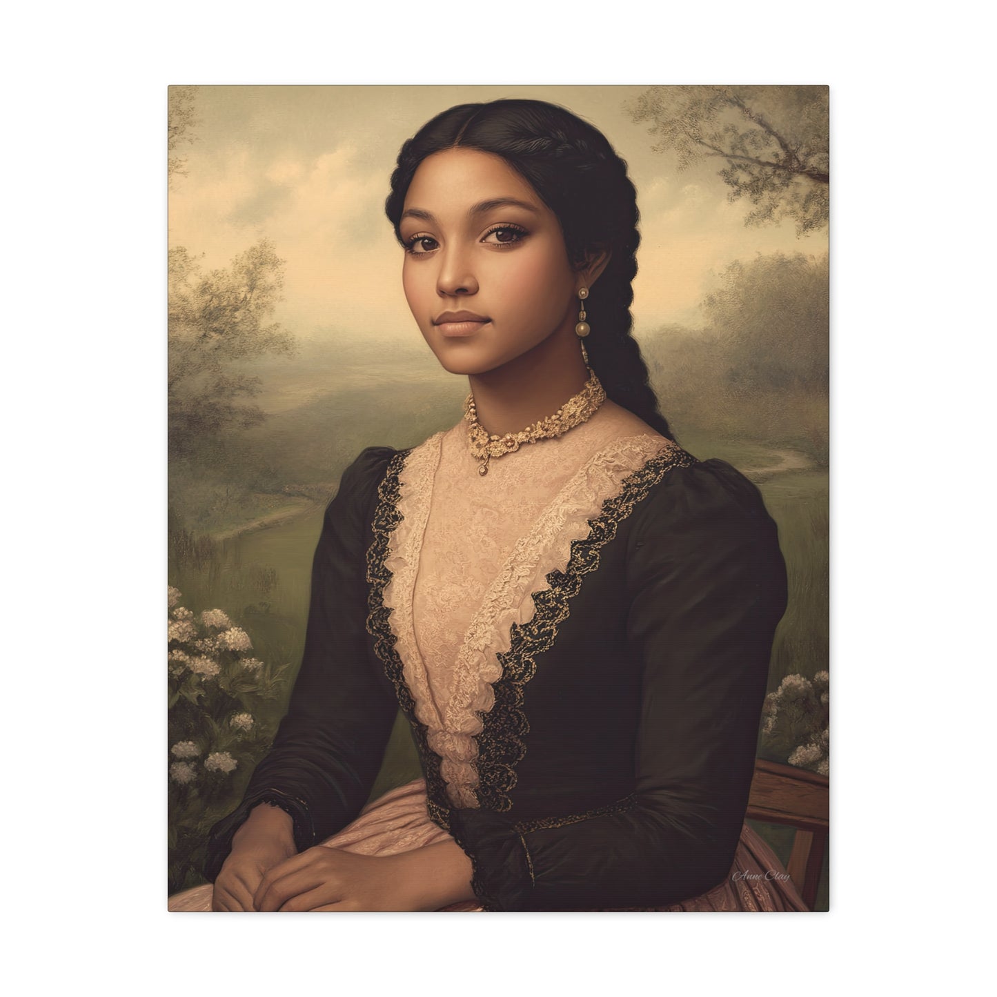 Elegant Stretched Canvas Print of Portrait Art, Vintage Home Decor, Wall Art for Living Room, Gift for Art Lovers, Timeless Design