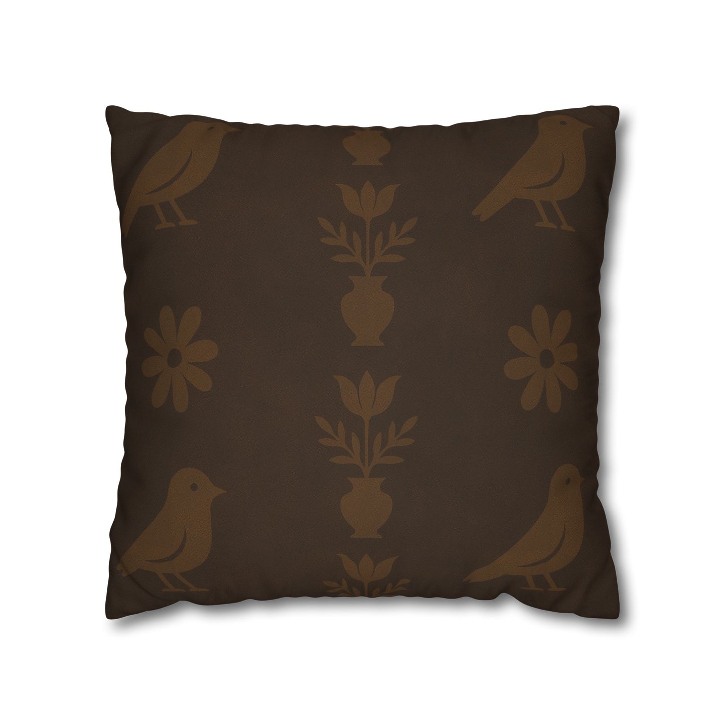 Cozy Bird-Patterned Poly Canvas Pillowcase, Decorative Throw Pillow Cover, Home Decor, Gift for Bird Lovers, Couch Cushion