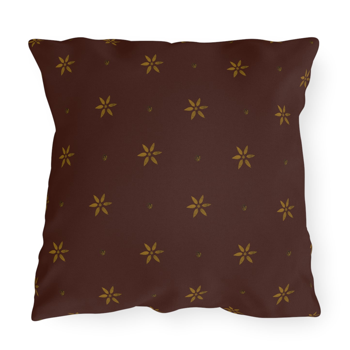 Mustard Petals on Red Early American Stencil Outdoor Pillows