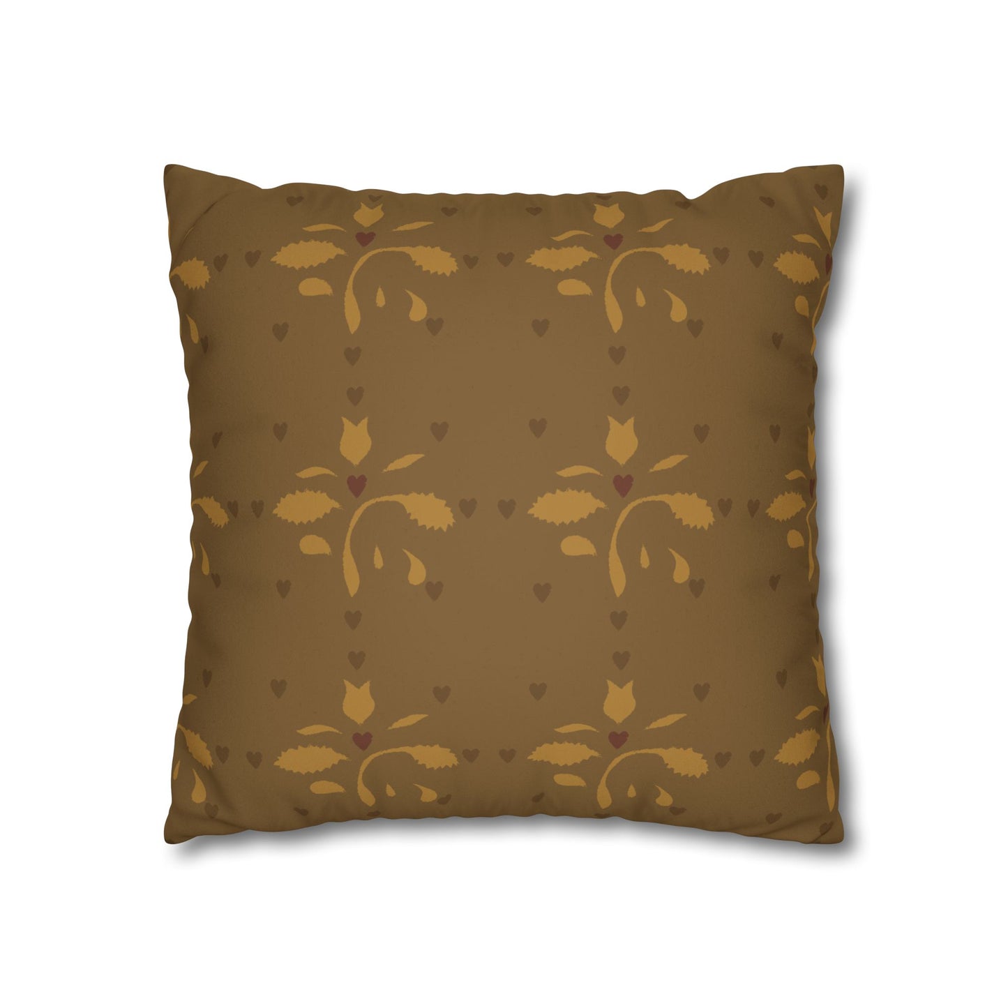 Leaves and Hearts Stencil Faux Suede Square Pillowcase
